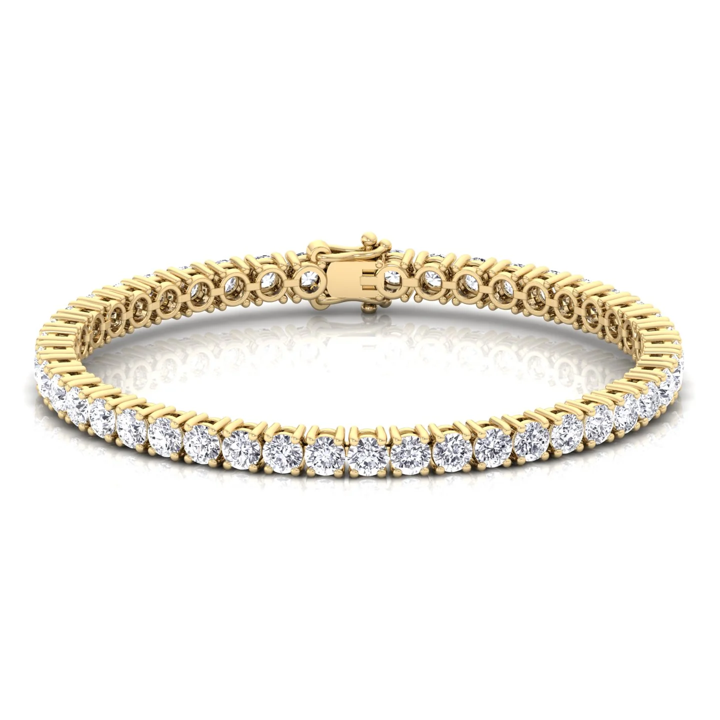 4 Prong Round Cut Lab-Grown Diamond Tennis Bracelet 14K Solid Gold - Image 9