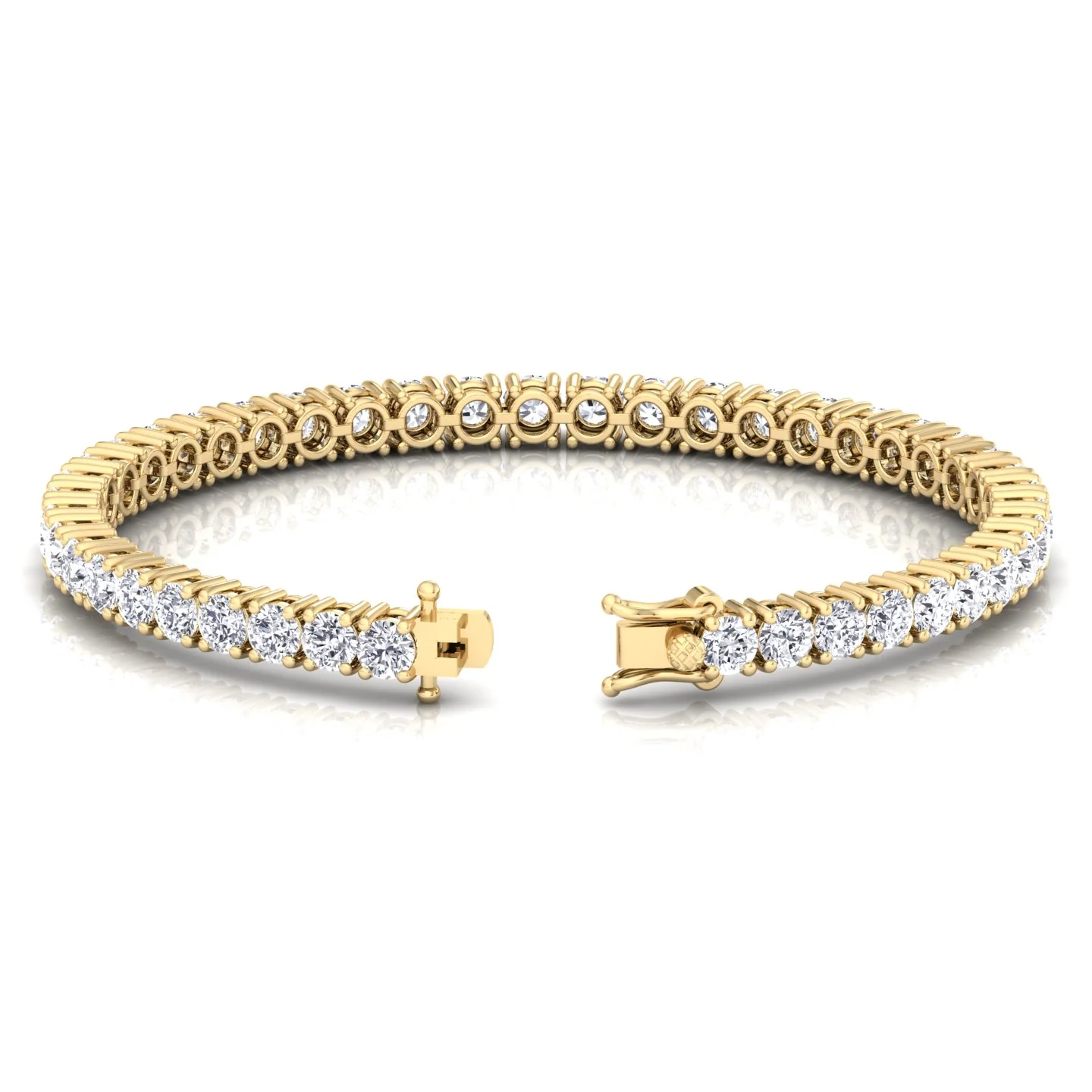 4 Prong Round Cut Lab-Grown Diamond Tennis Bracelet 14K Solid Gold - Image 10