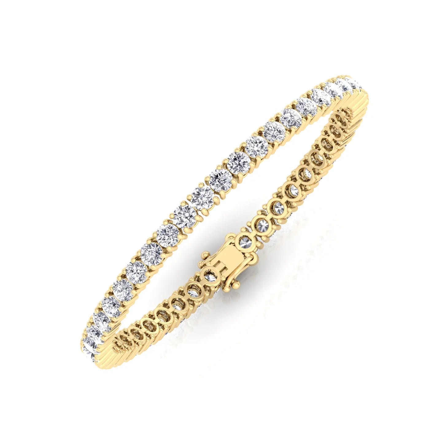 4 Prong Round Cut Lab-Grown Diamond Tennis Bracelet 14K Solid Gold - Image 8