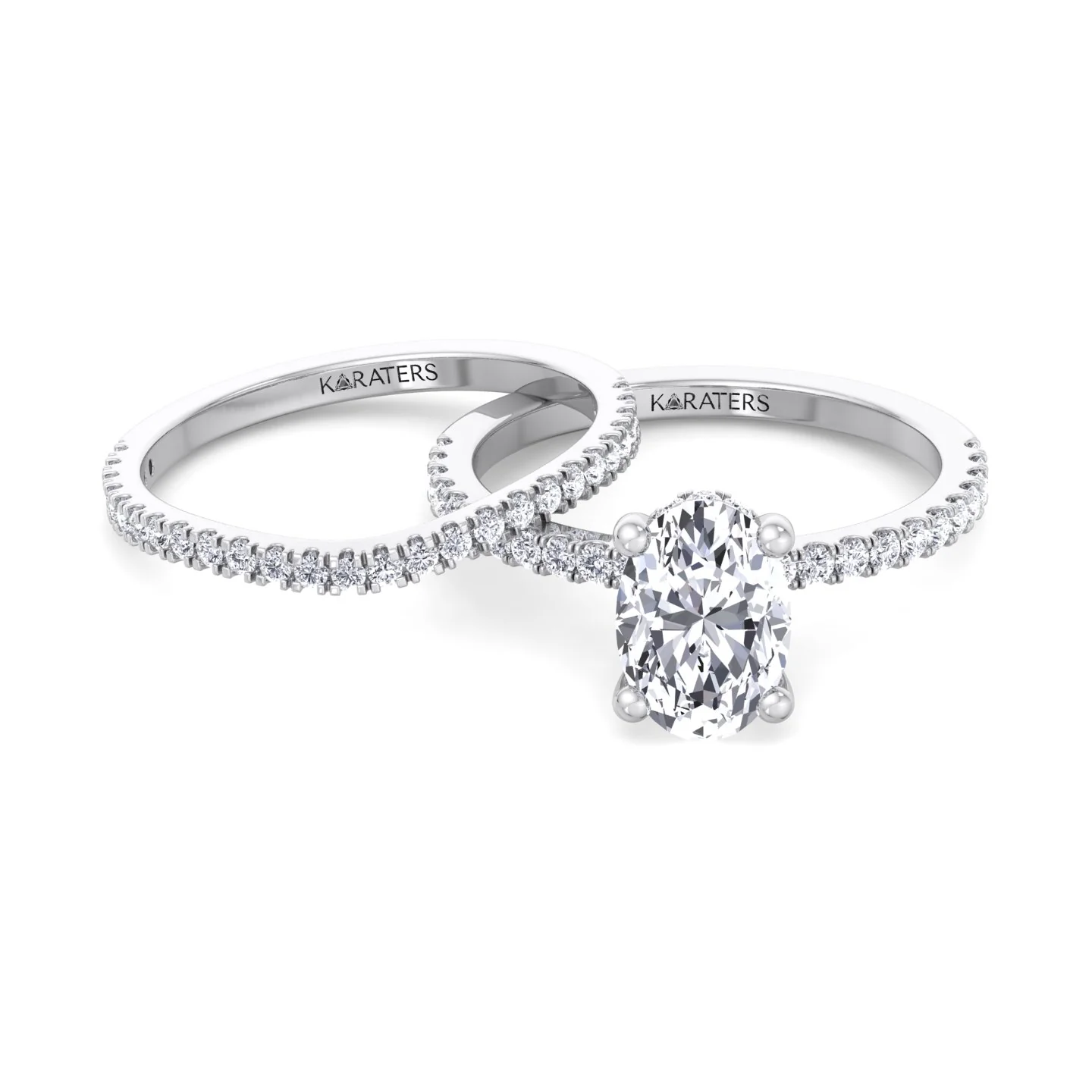 3.63CT Total Weight  Oval Halo Lab Grown Diamond Wedding Set - Image 3