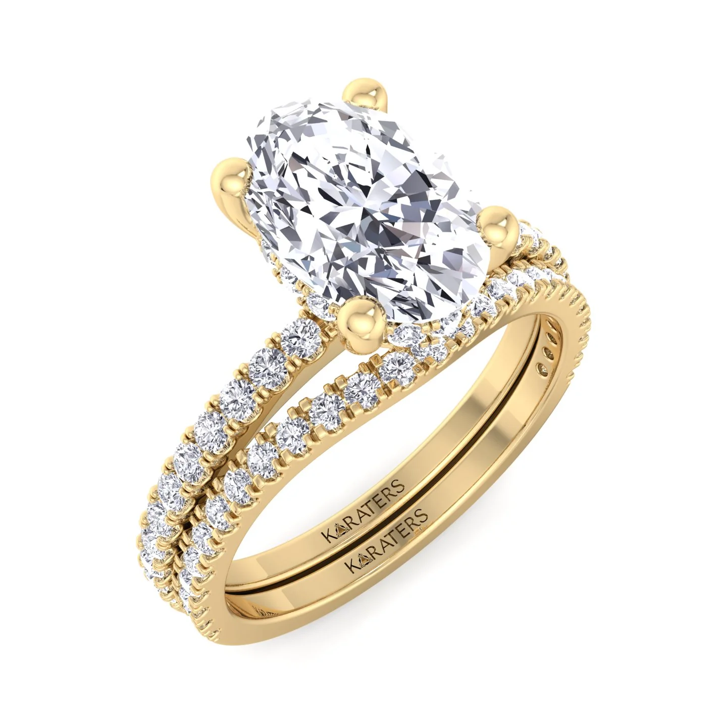 3.63CT Total Weight  Oval Halo Lab Grown Diamond Wedding Set - Image 6