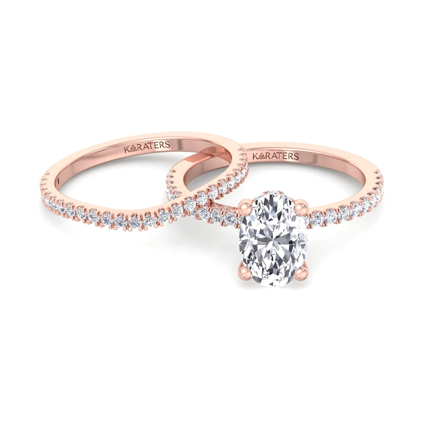 3.63CT Total Weight  Oval Halo Lab Grown Diamond Wedding Set - Image 9