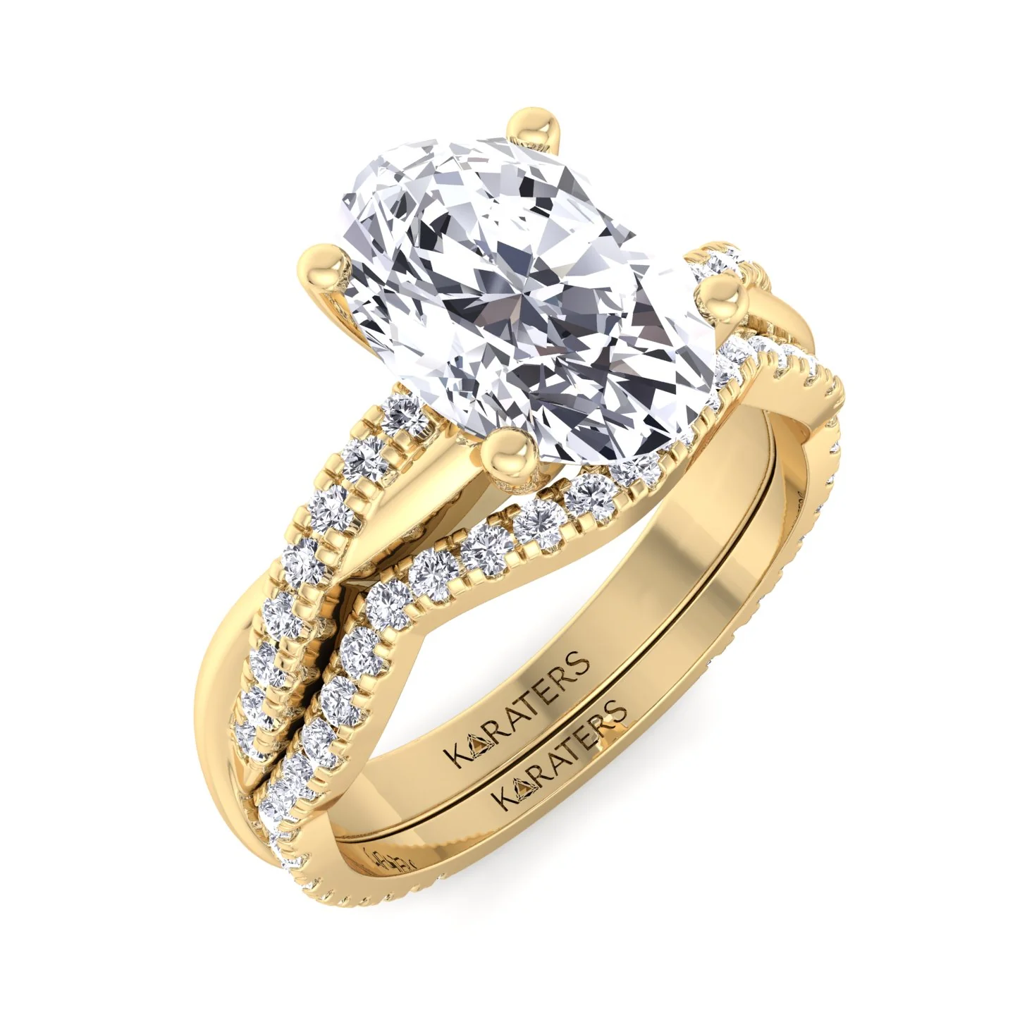 3.63CT Total Weight Oval with Oval Side Stones Grown Diamond Wedding Set - Image 5