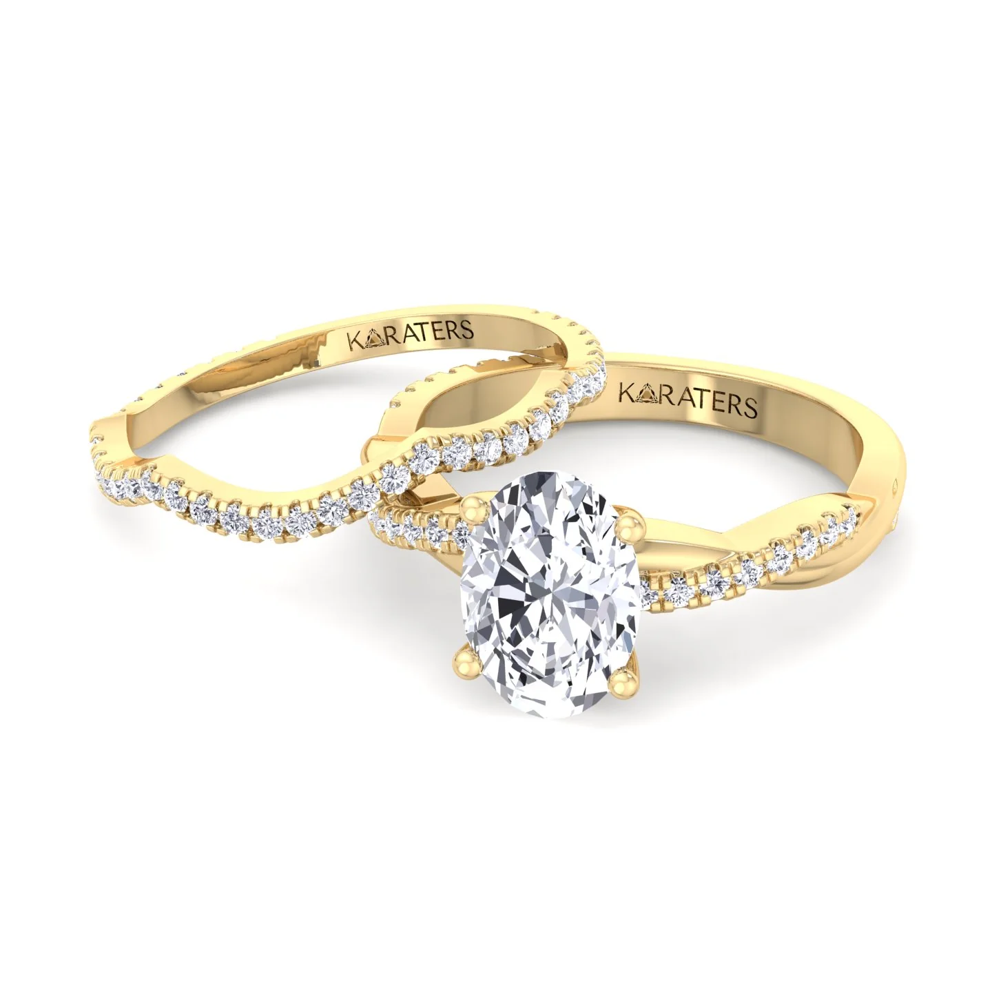 3.63CT Total Weight Oval with Oval Side Stones Grown Diamond Wedding Set - Image 6