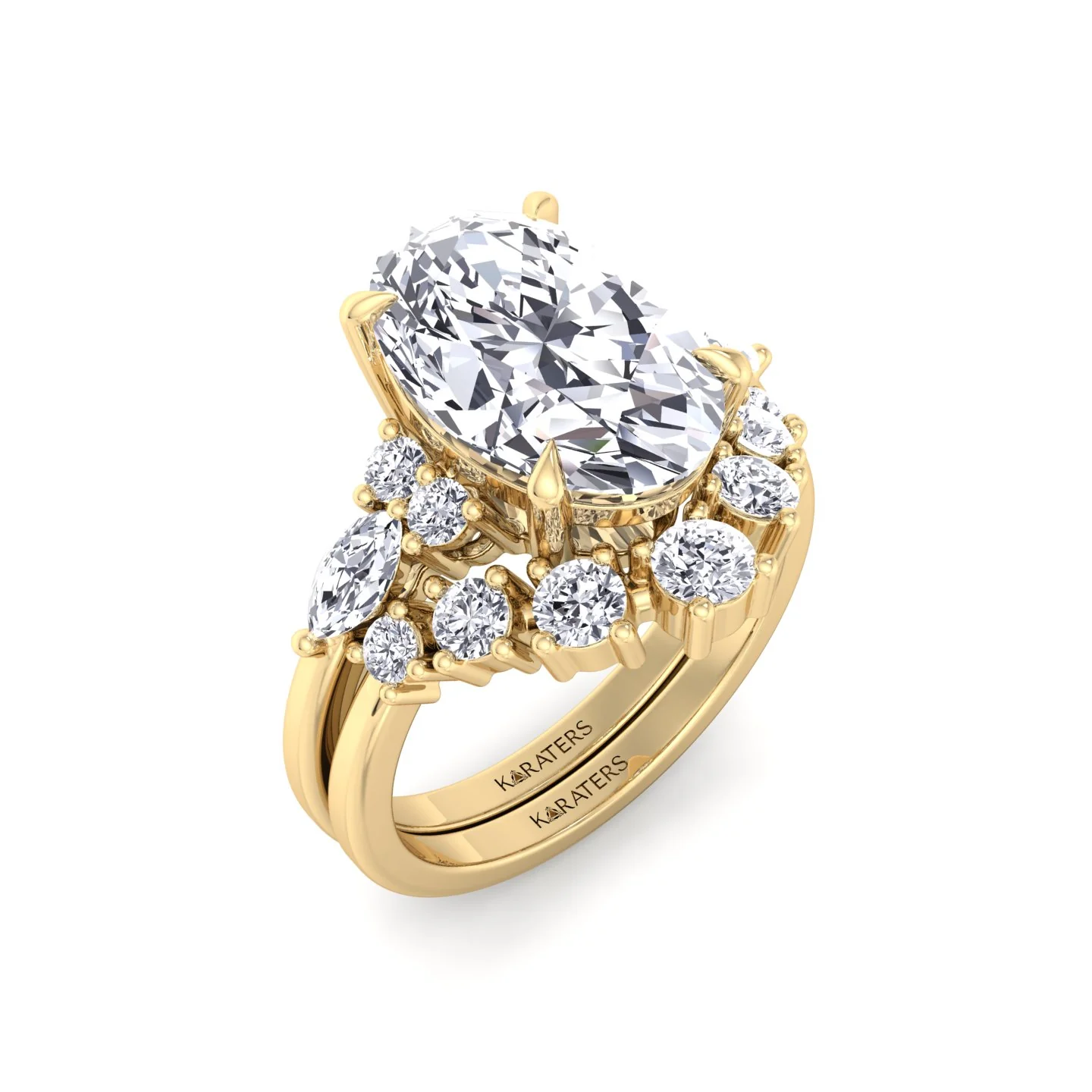 3.63CT Total Weight Oval with Side Stones Grown Diamond Wedding Set - Image 10