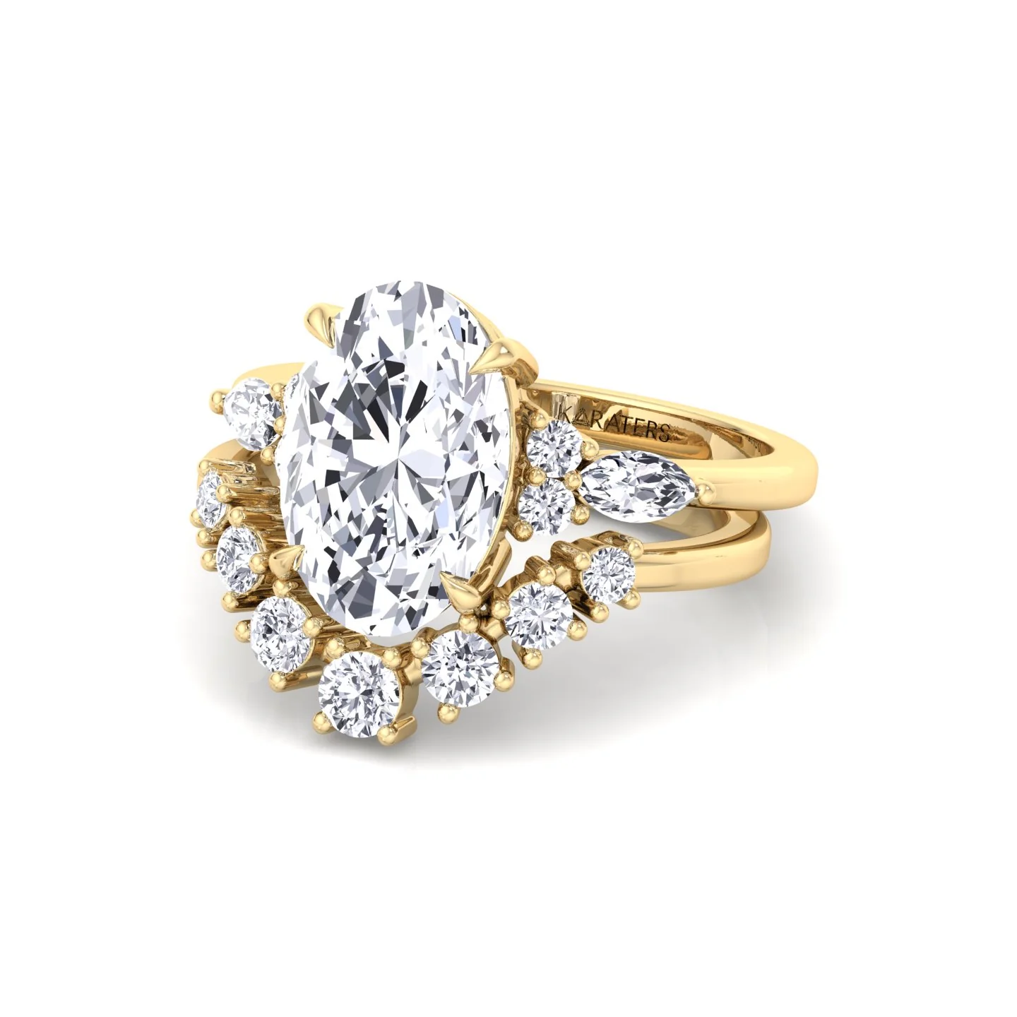 3.63CT Total Weight Oval with Side Stones Grown Diamond Wedding Set - Image 11