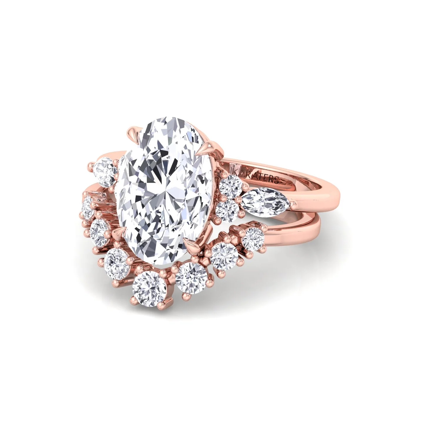 3.63CT Total Weight Oval with Side Stones Grown Diamond Wedding Set - Image 16