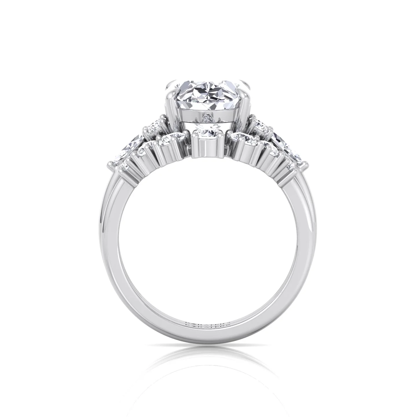 3.63CT Total Weight Oval with Side Stones Grown Diamond Wedding Set - Image 4