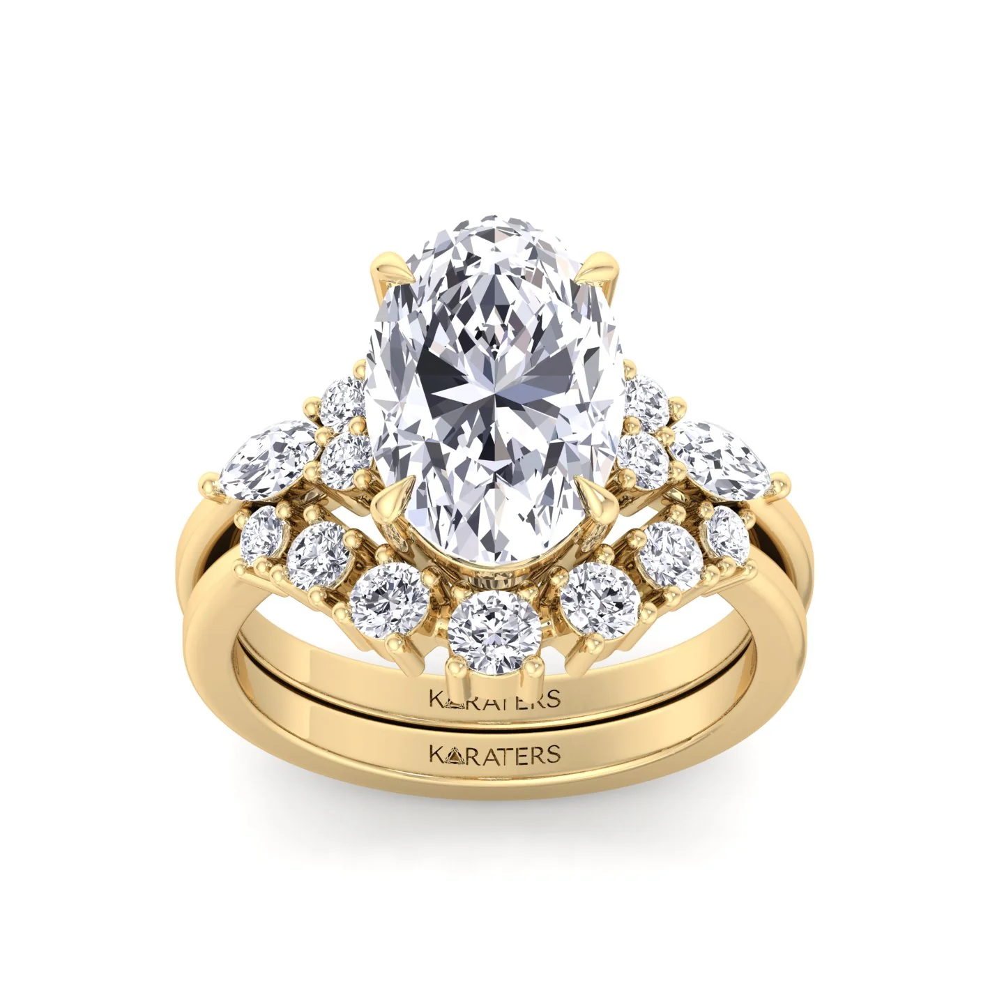 3.63CT Total Weight Oval with Side Stones Grown Diamond Wedding Set - Image 8