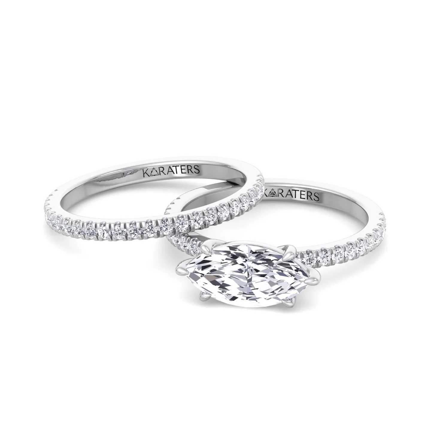 3.80CT Total Weight Marquise Shape Lab Grown Diamond Wedding Set - Image 3