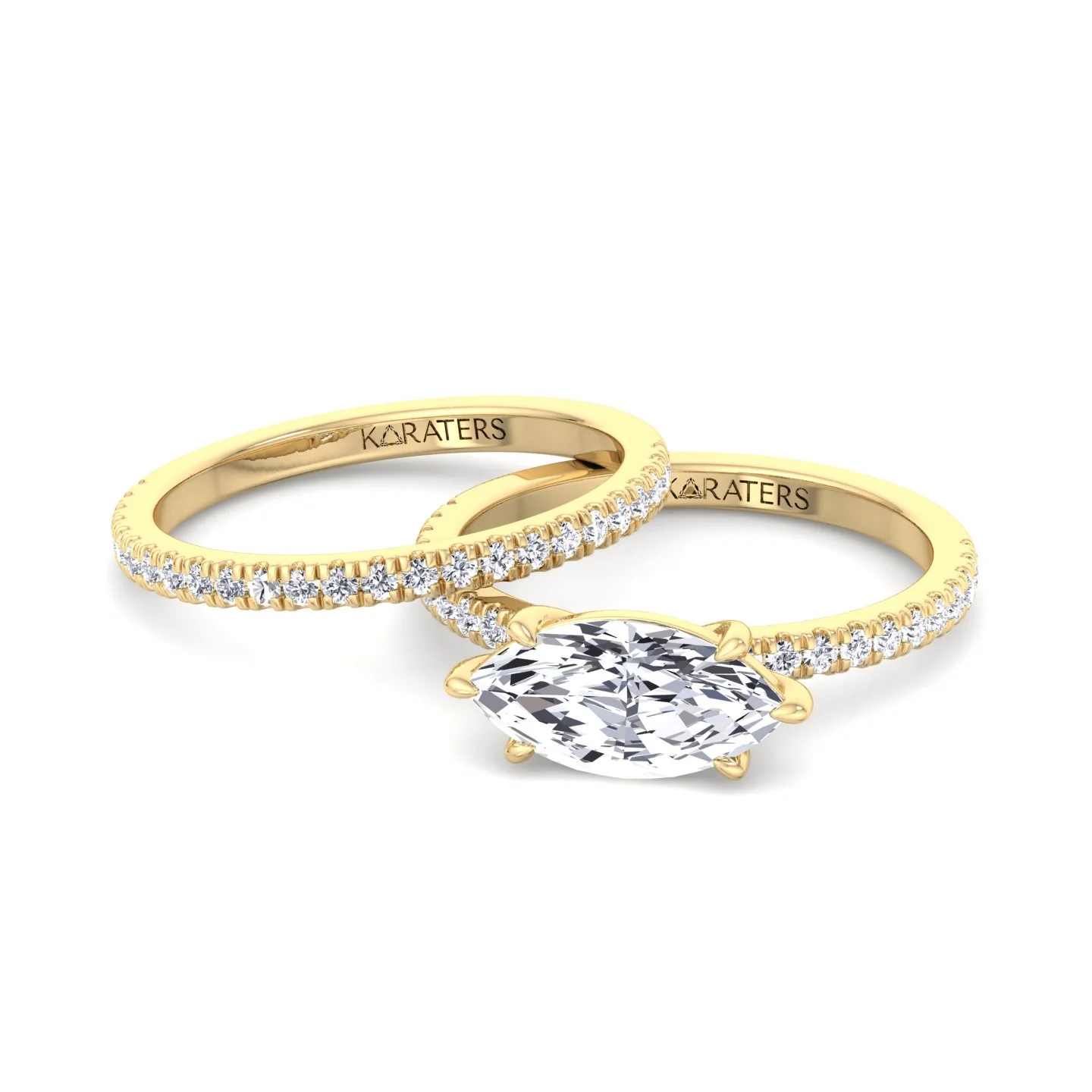 3.80CT Total Weight Marquise Shape Lab Grown Diamond Wedding Set - Image 6