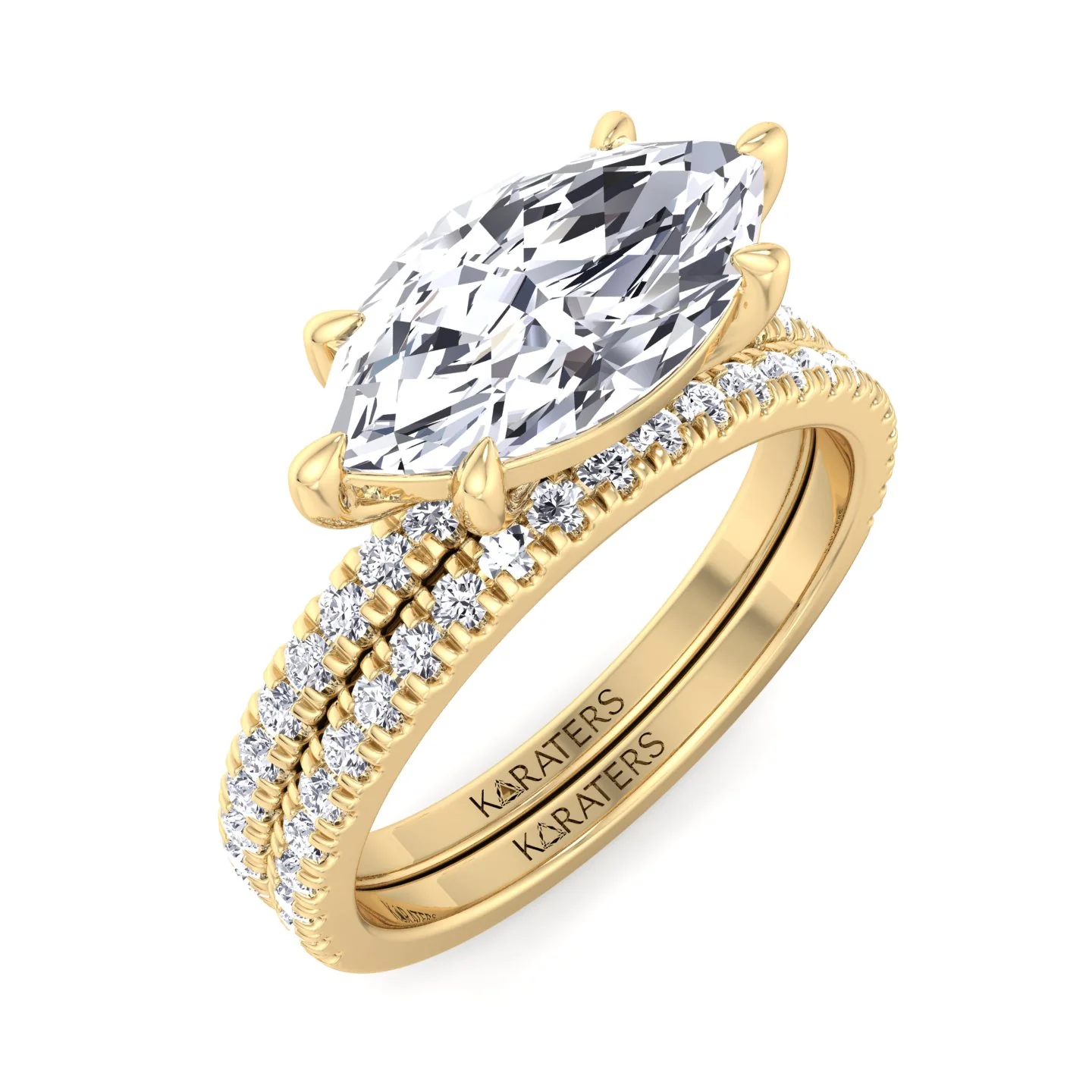 3.80CT Total Weight Marquise Shape Lab Grown Diamond Wedding Set - Image 7