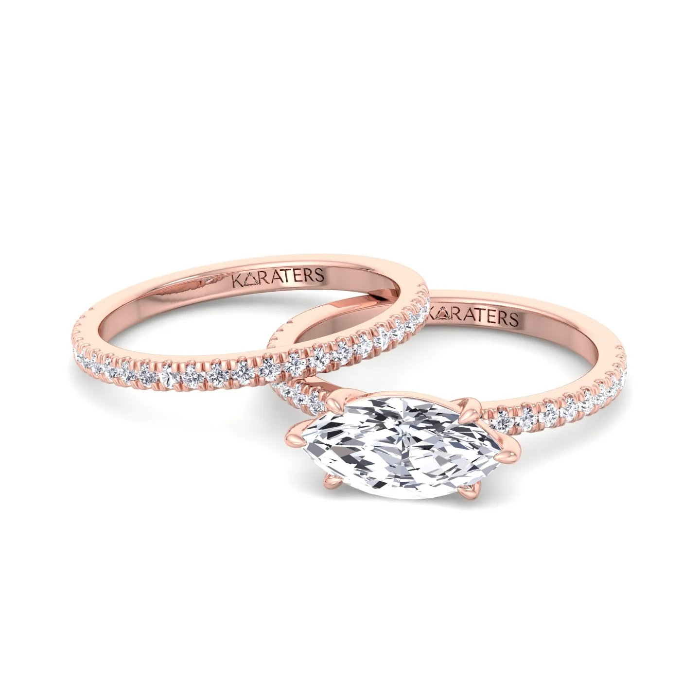 3.80CT Total Weight Marquise Shape Lab Grown Diamond Wedding Set - Image 9