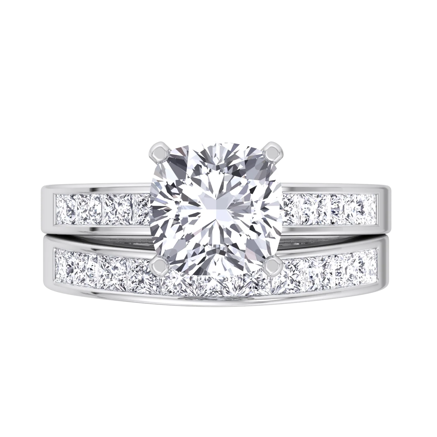 3.85CT Total Weight Channel Stye Lab Grown Diamond Wedding Set - Image 3