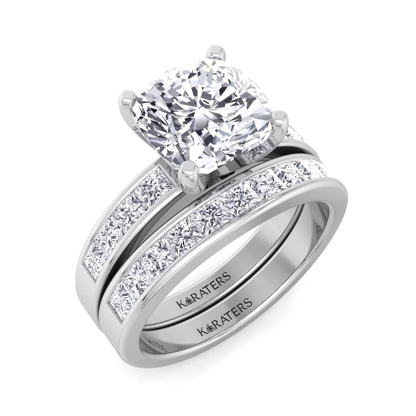 3.85CT Total Weight Channel Stye Lab Grown Diamond Wedding Set - Image 5