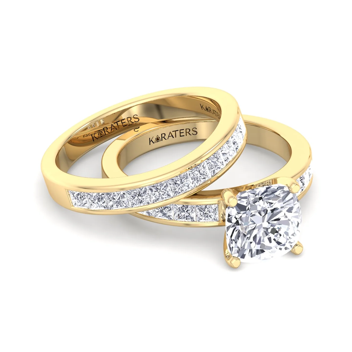 3.85CT Total Weight Channel Stye Lab Grown Diamond Wedding Set - Image 7