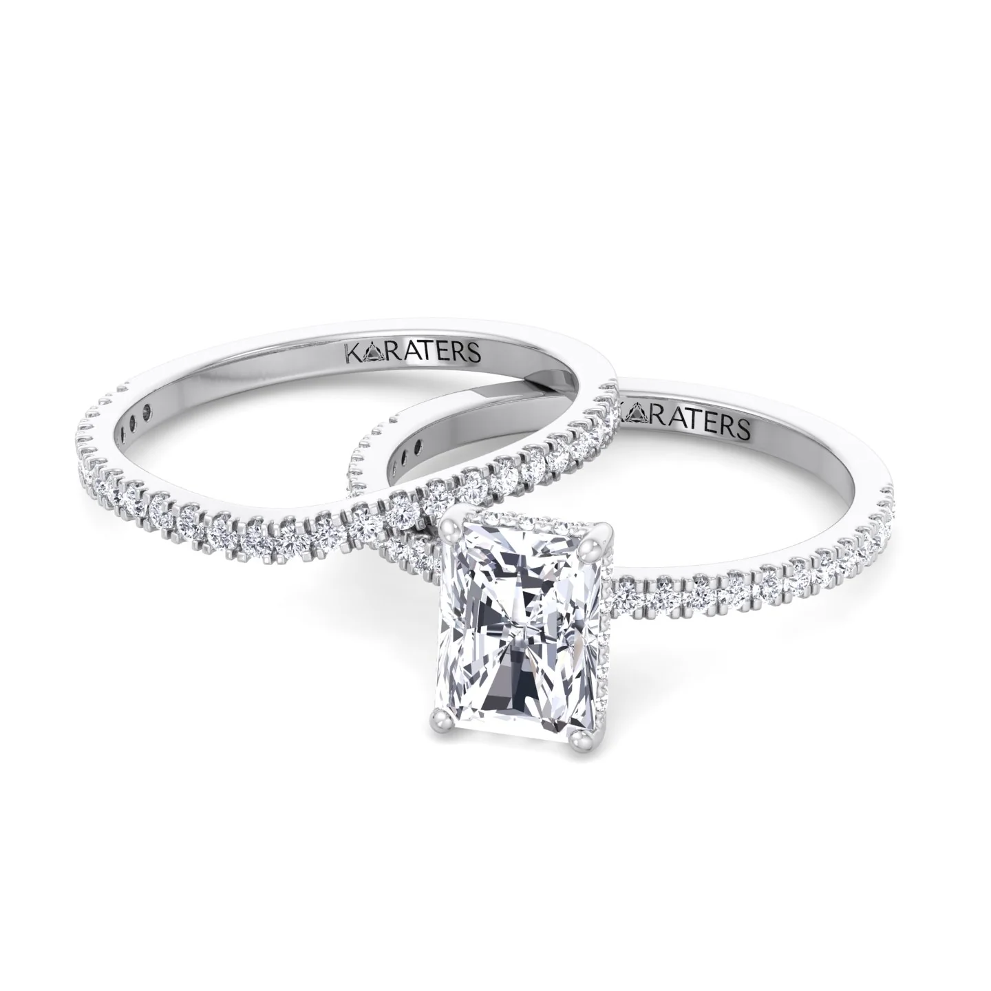 3.80CT Total Weight Radiant Cut Lab Grown Diamond Wedding Set - Image 3