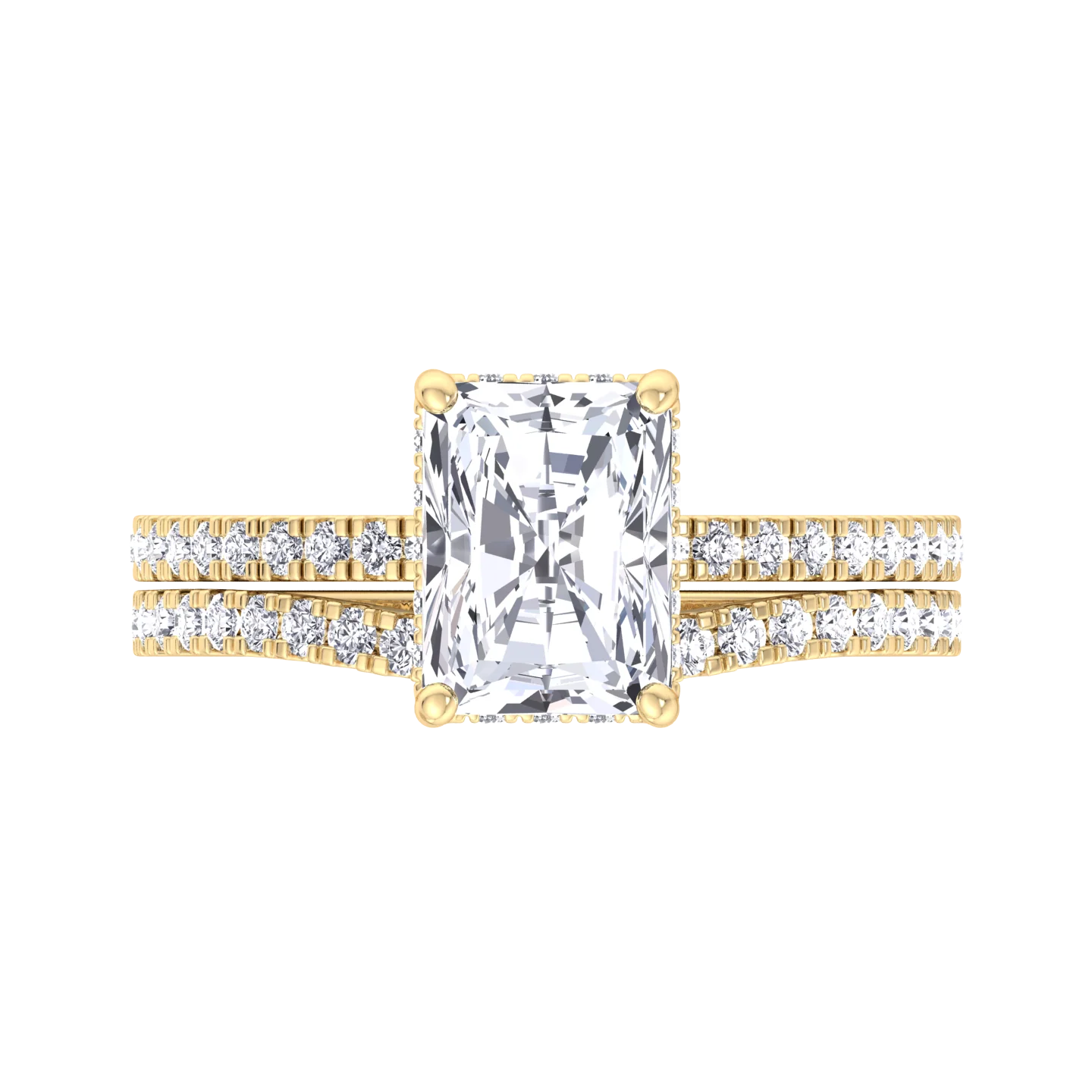 3.80CT Total Weight Radiant Cut Lab Grown Diamond Wedding Set - Image 5