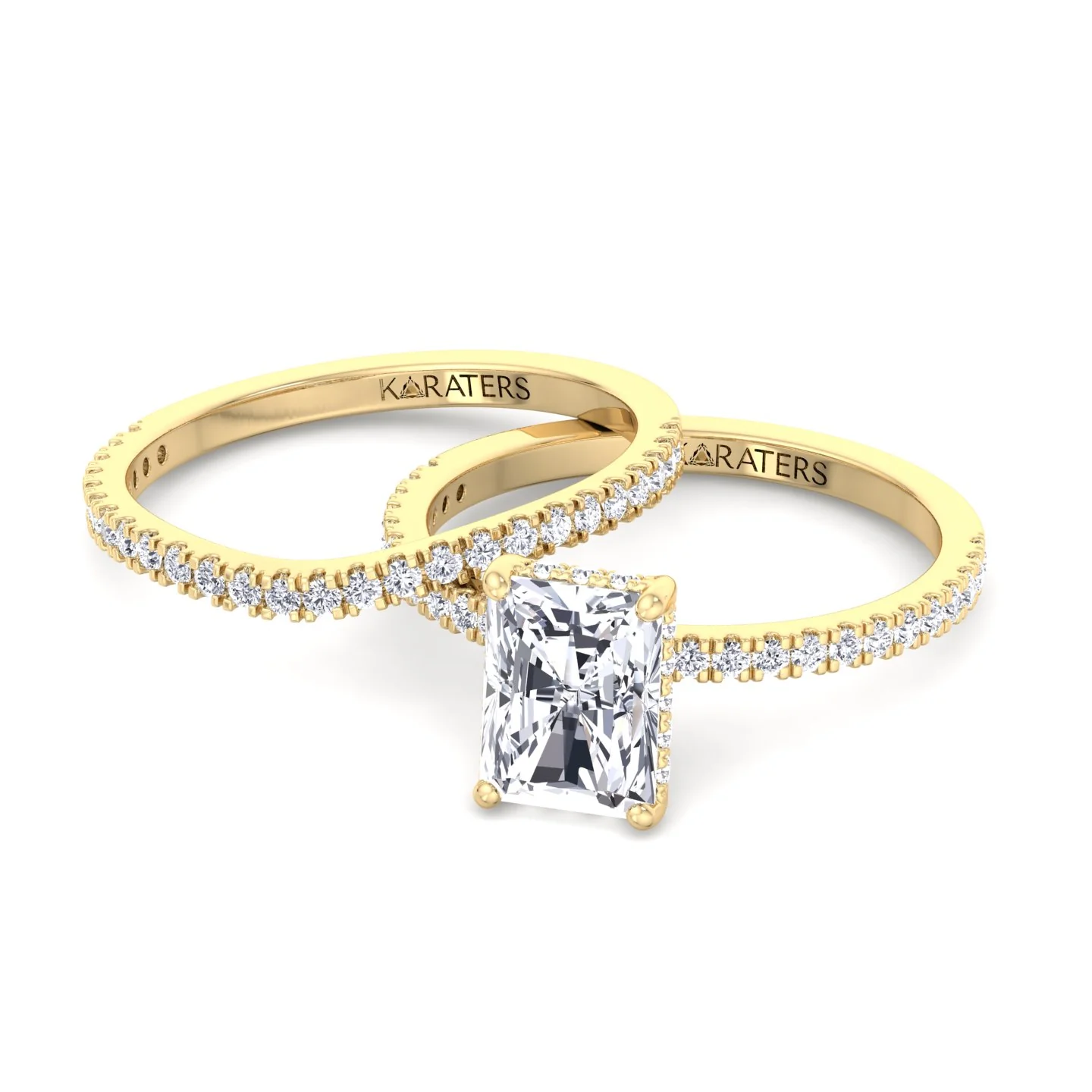 3.80CT Total Weight Radiant Cut Lab Grown Diamond Wedding Set - Image 6