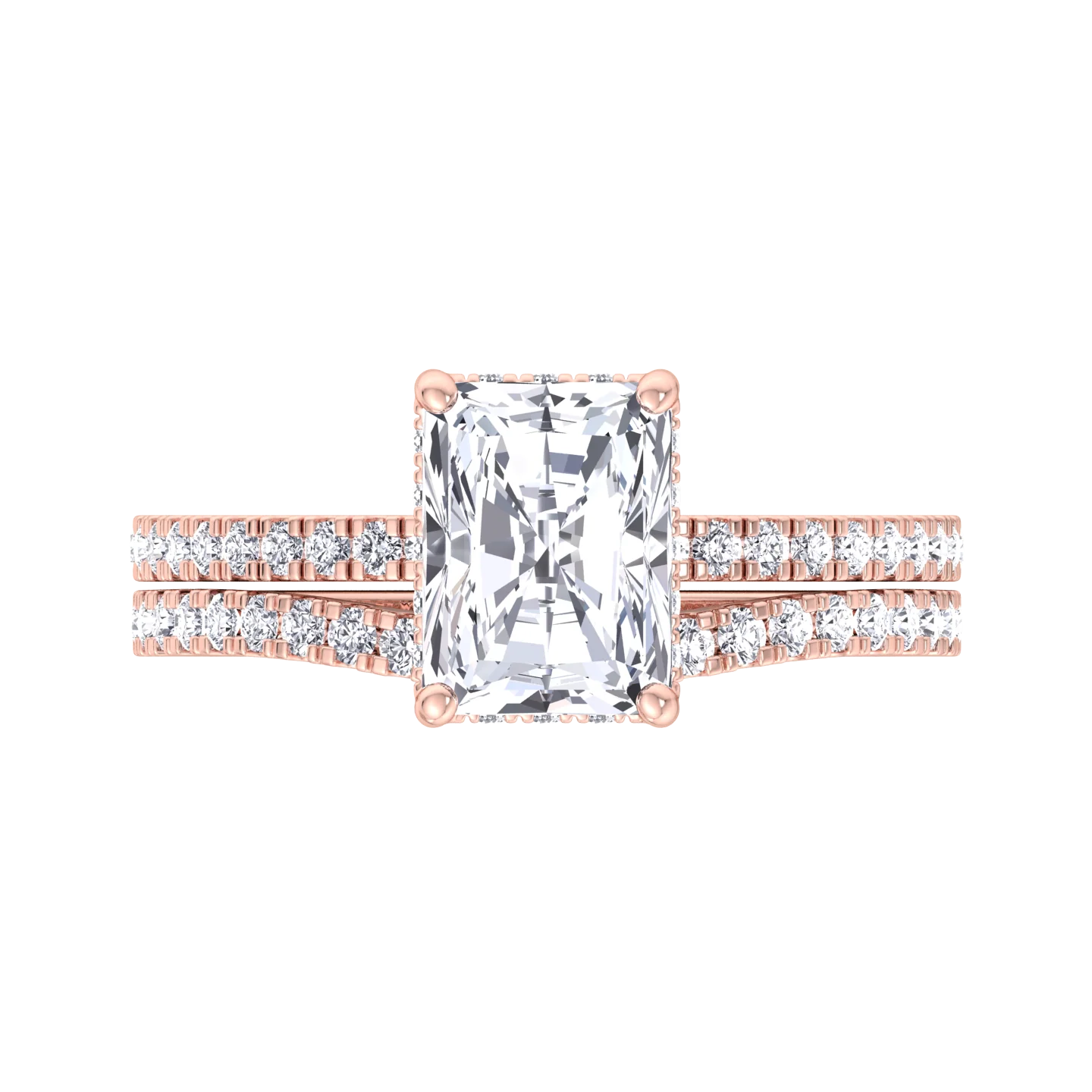 3.80CT Total Weight Radiant Cut Lab Grown Diamond Wedding Set - Image 8