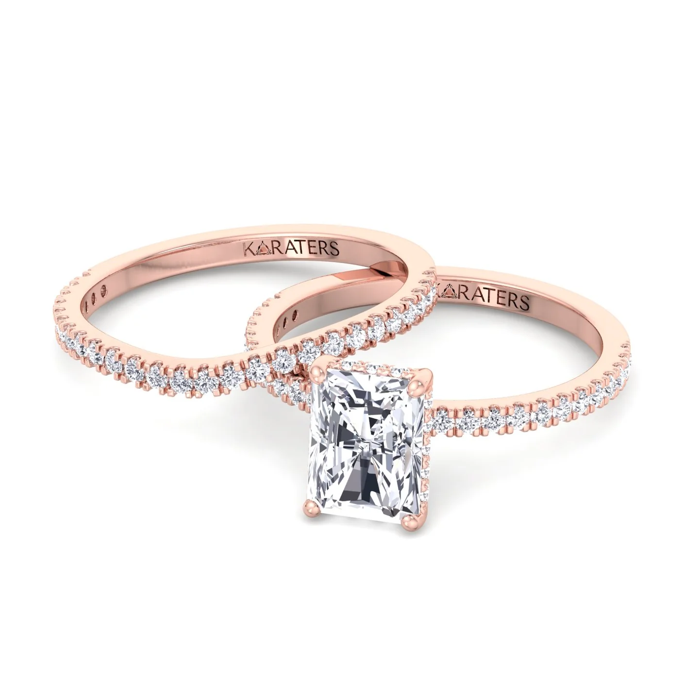 3.80CT Total Weight Radiant Cut Lab Grown Diamond Wedding Set - Image 9