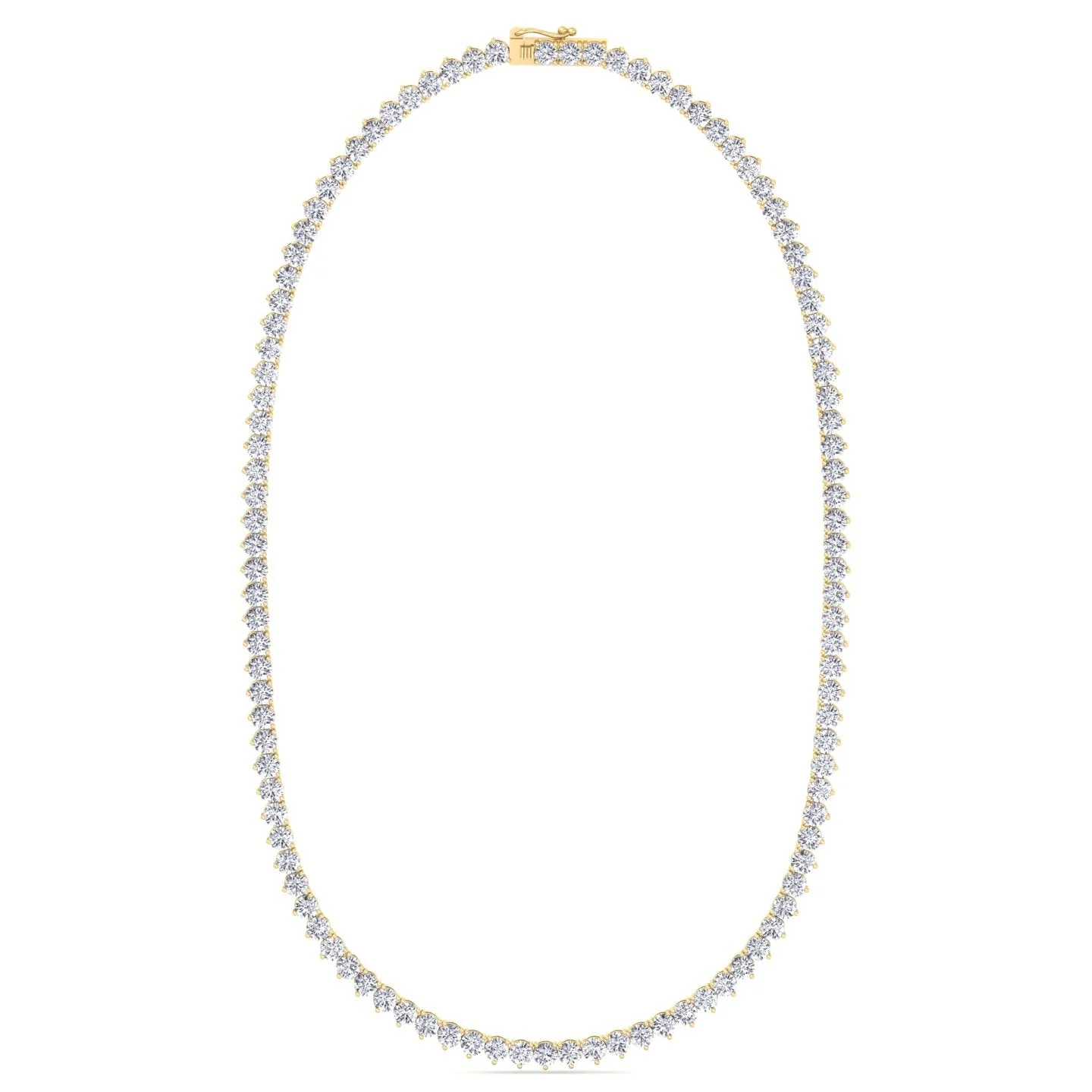 3 Prong Round Shape Lab Grown Diamond Tennis Necklace - Martini Style 18K Solid Gold - Image 11