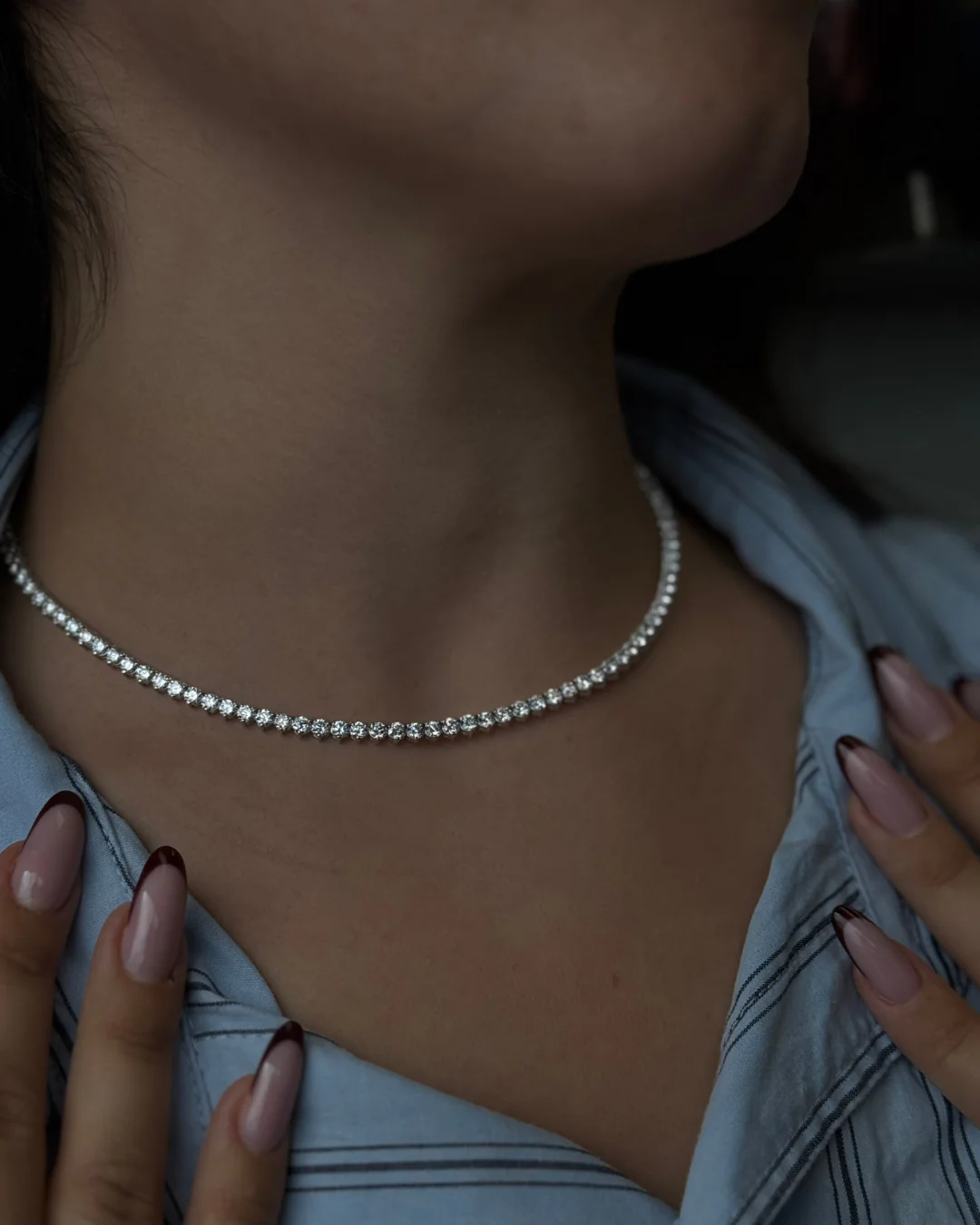 3 Prong Round Shape Lab Grown Diamond Tennis Necklace - Martini Style 18K Solid Gold - Image 3