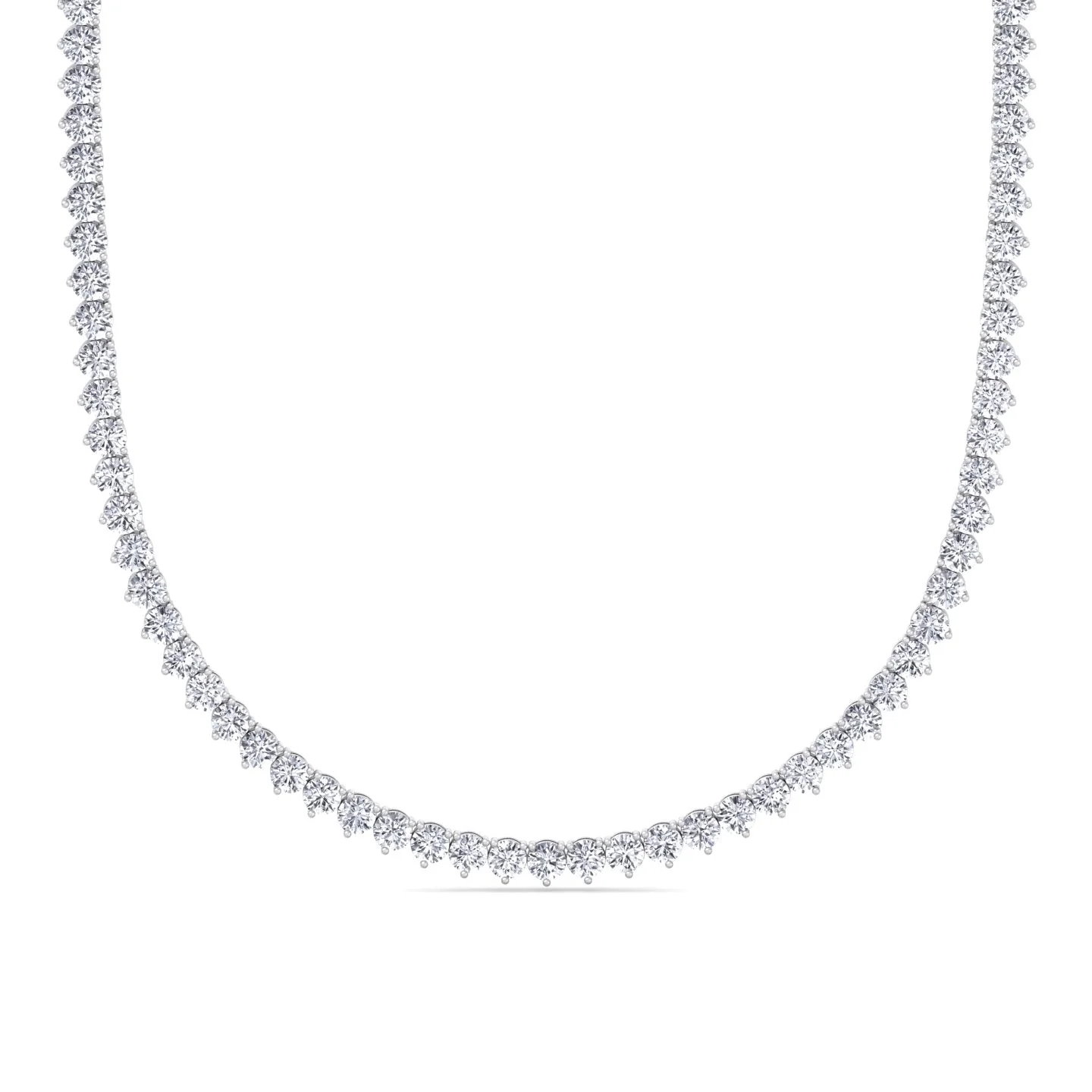 3 Prong Round Shape Lab Grown Diamond Tennis Necklace - Martini Style 18K Solid Gold - Image 6