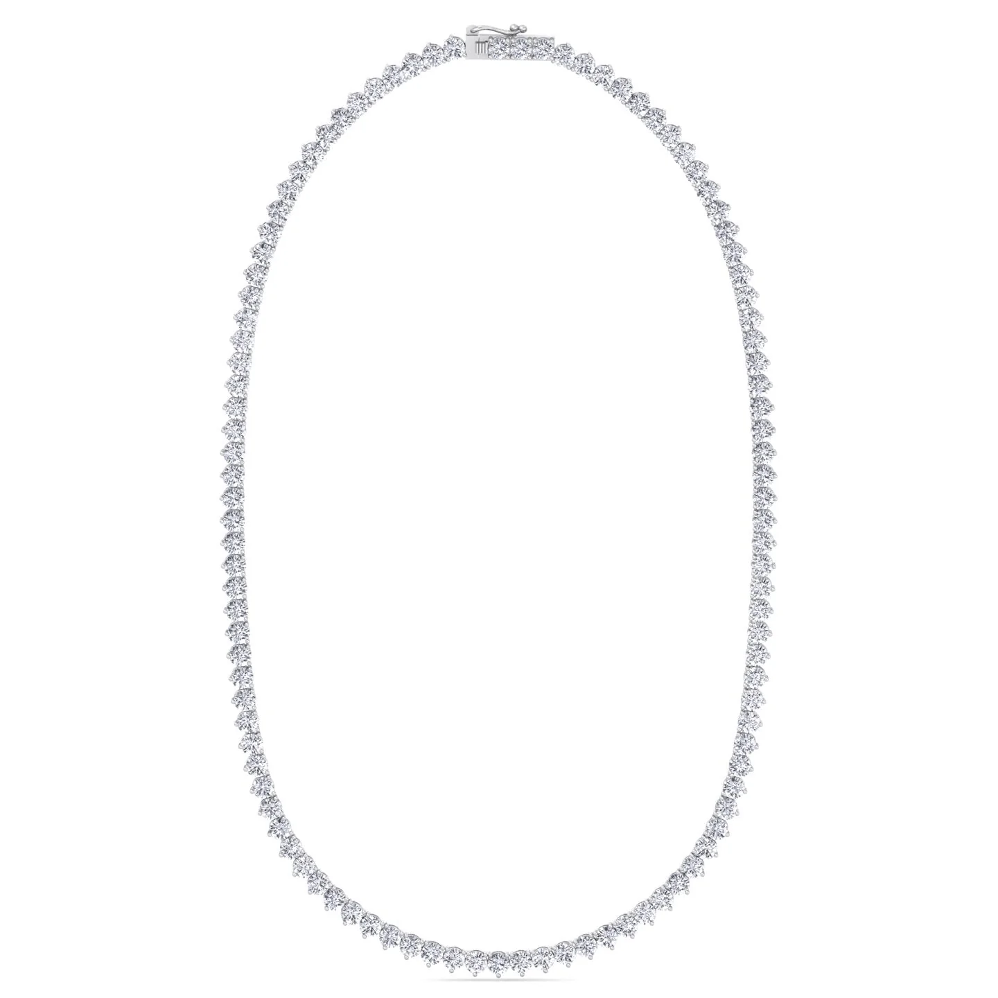 3 Prong Round Shape Lab Grown Diamond Tennis Necklace - Martini Style 18K Solid Gold - Image 7