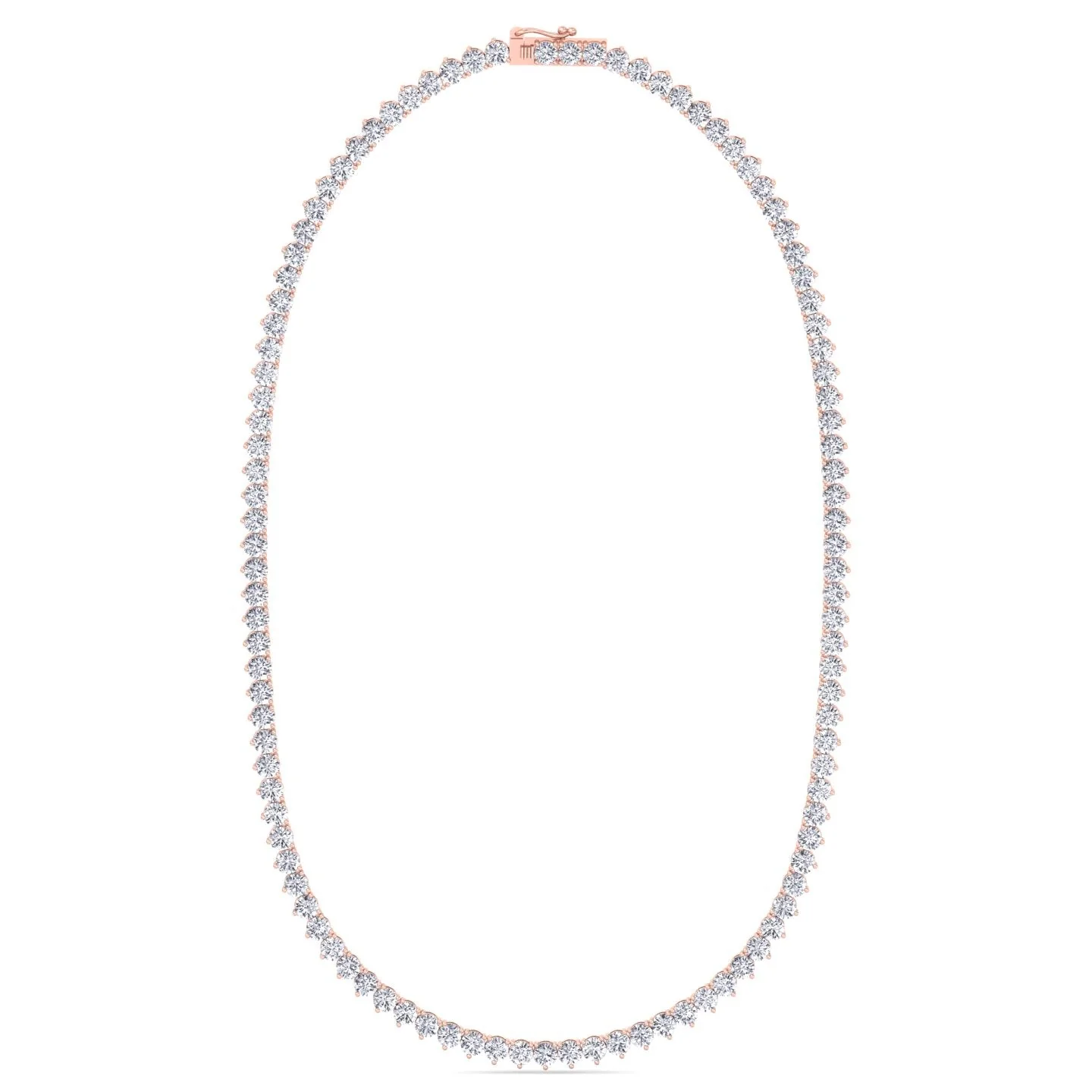 3 Prong Round Shape Lab Grown Diamond Tennis Necklace - Martini Style 18K Solid Gold - Image 9