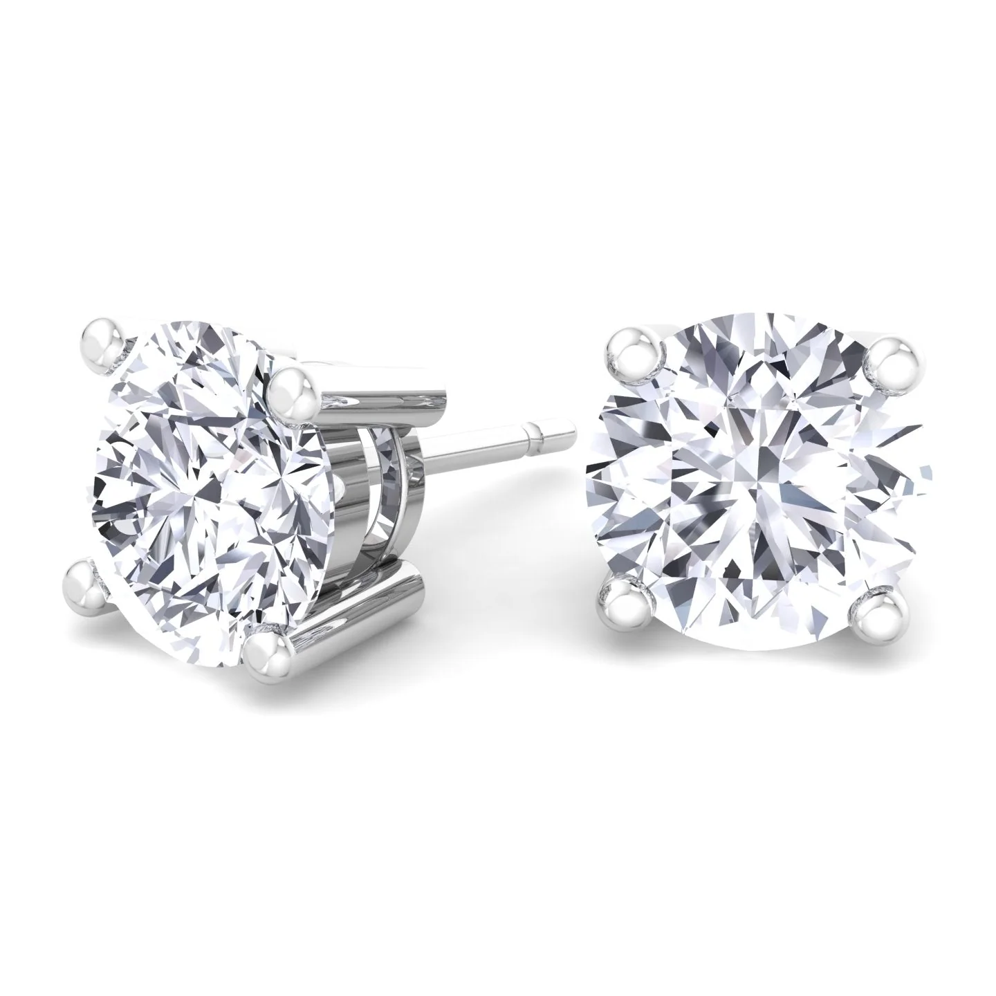 3CT Round Cut Lab-Grown Diamond Studs 14K White Gold - Image 3