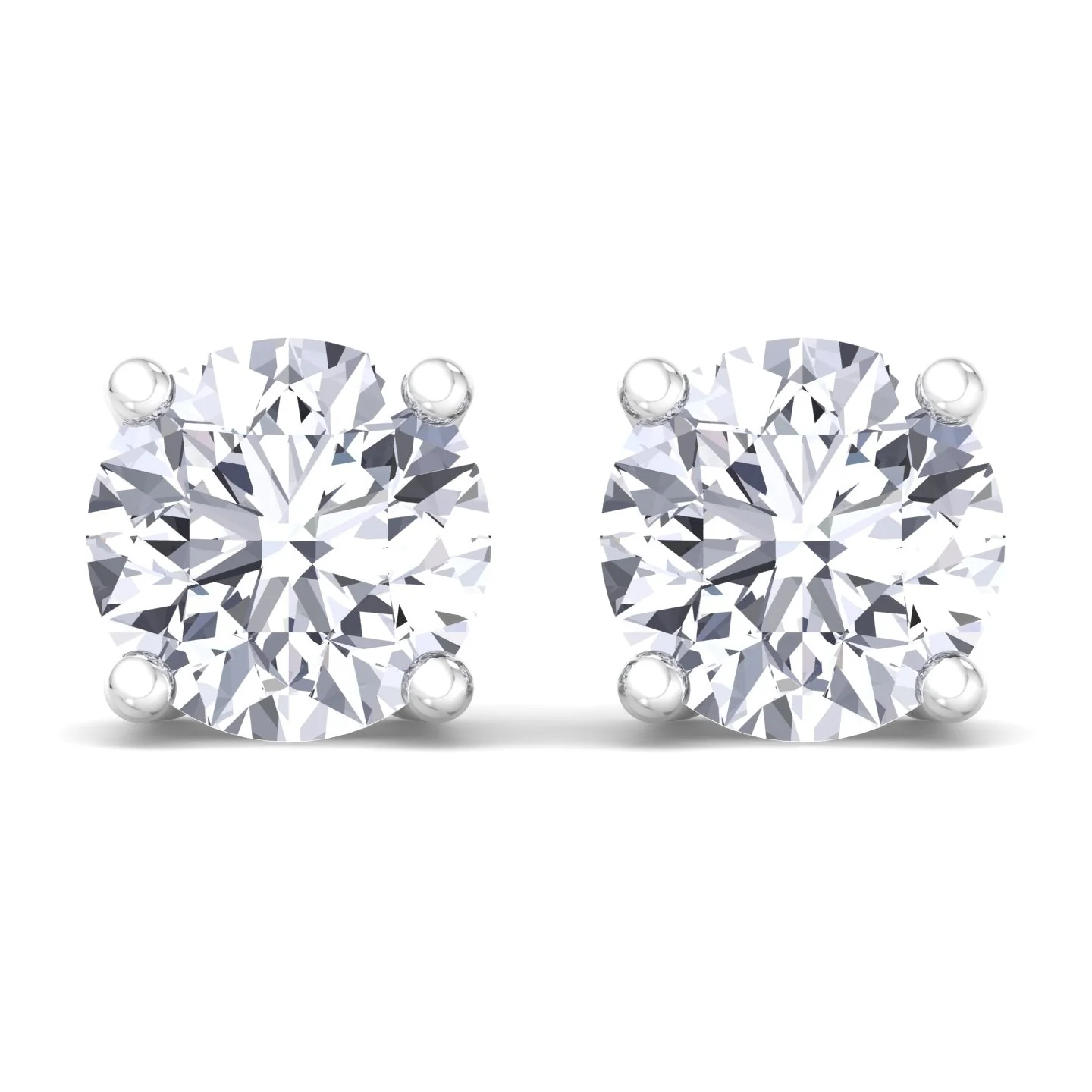 3CT Round Cut Lab-Grown Diamond Studs 14K White Gold - Image 5