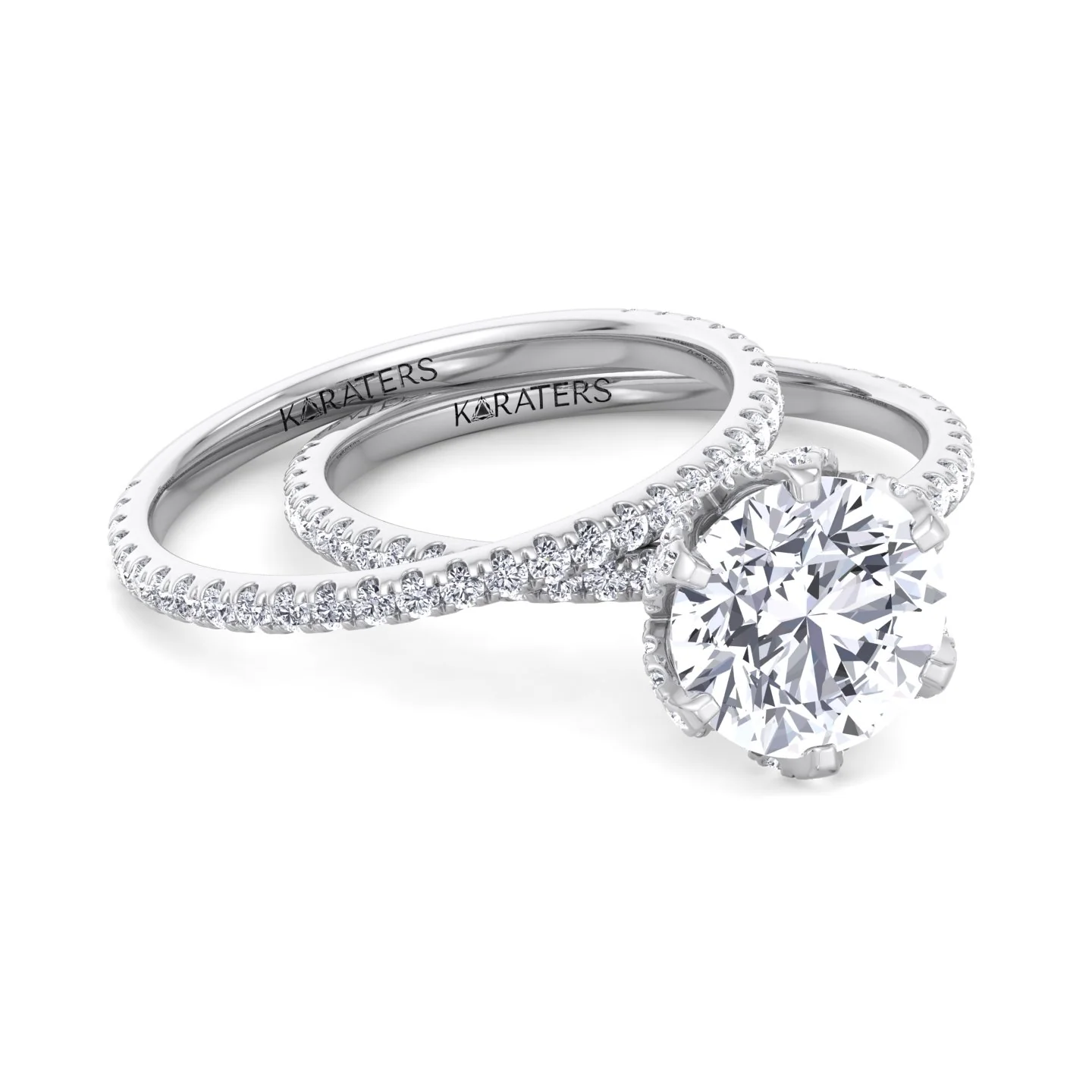 4.40CT Total Weight Round Halo Lab Grown Diamond Wedding Set - Image 3