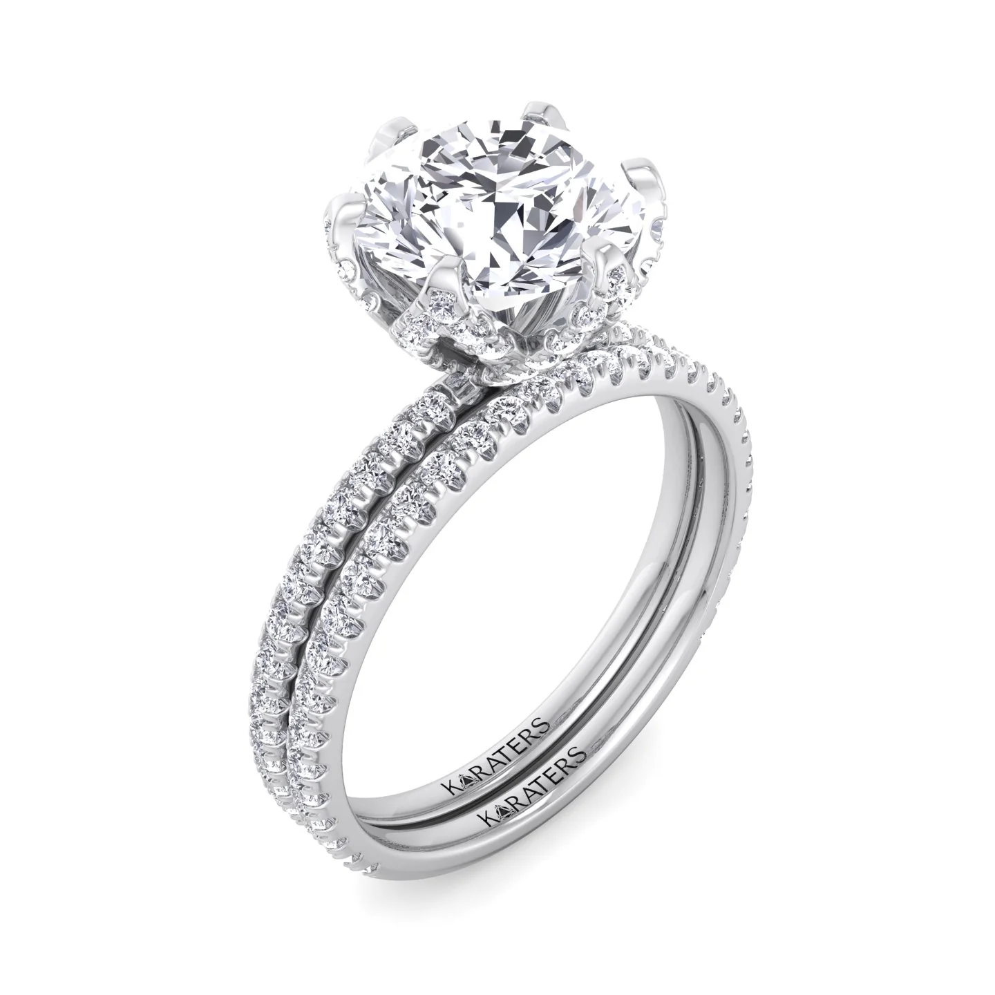 4.40CT Total Weight Round Halo Lab Grown Diamond Wedding Set - Image 4
