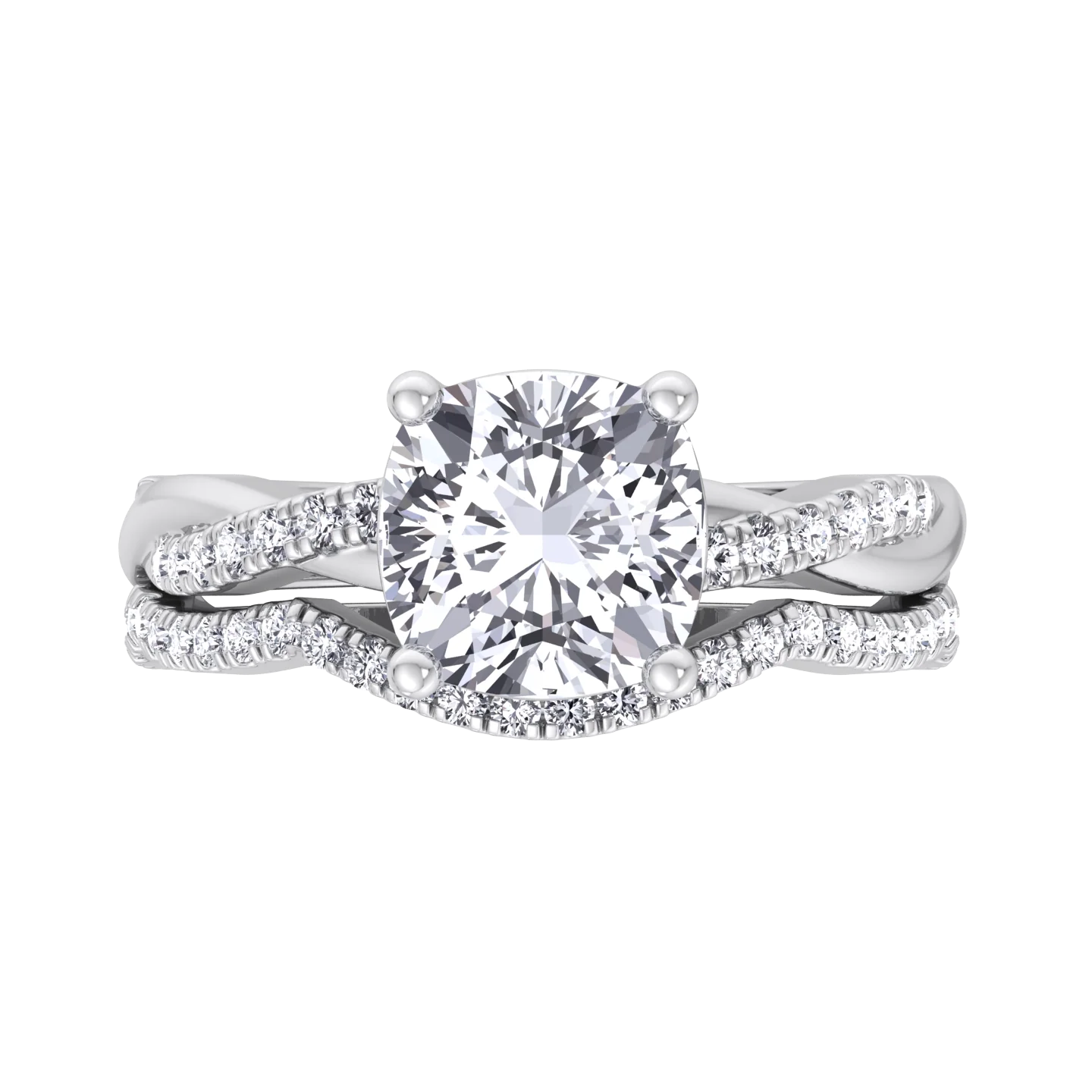 4.5CT Total Weight Cushion Cut Lab Grown Diamond Wedding Set - Image 3