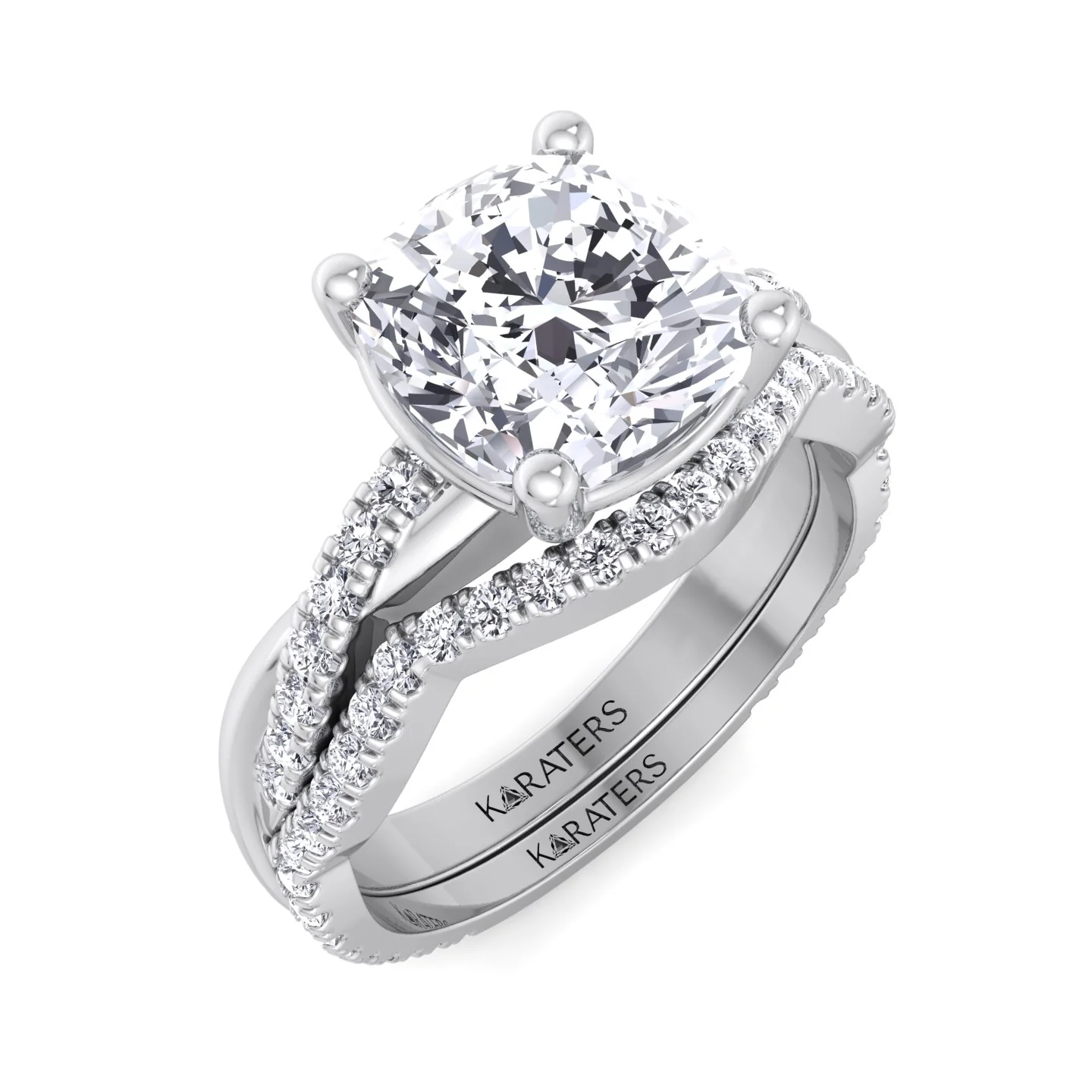 4.5CT Total Weight Cushion Cut Lab Grown Diamond Wedding Set - Image 5