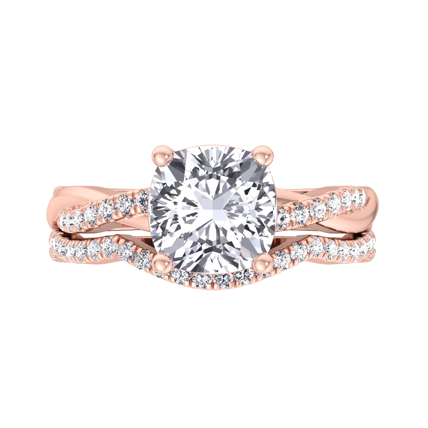 4.5CT Total Weight Cushion Cut Lab Grown Diamond Wedding Set - Image 9