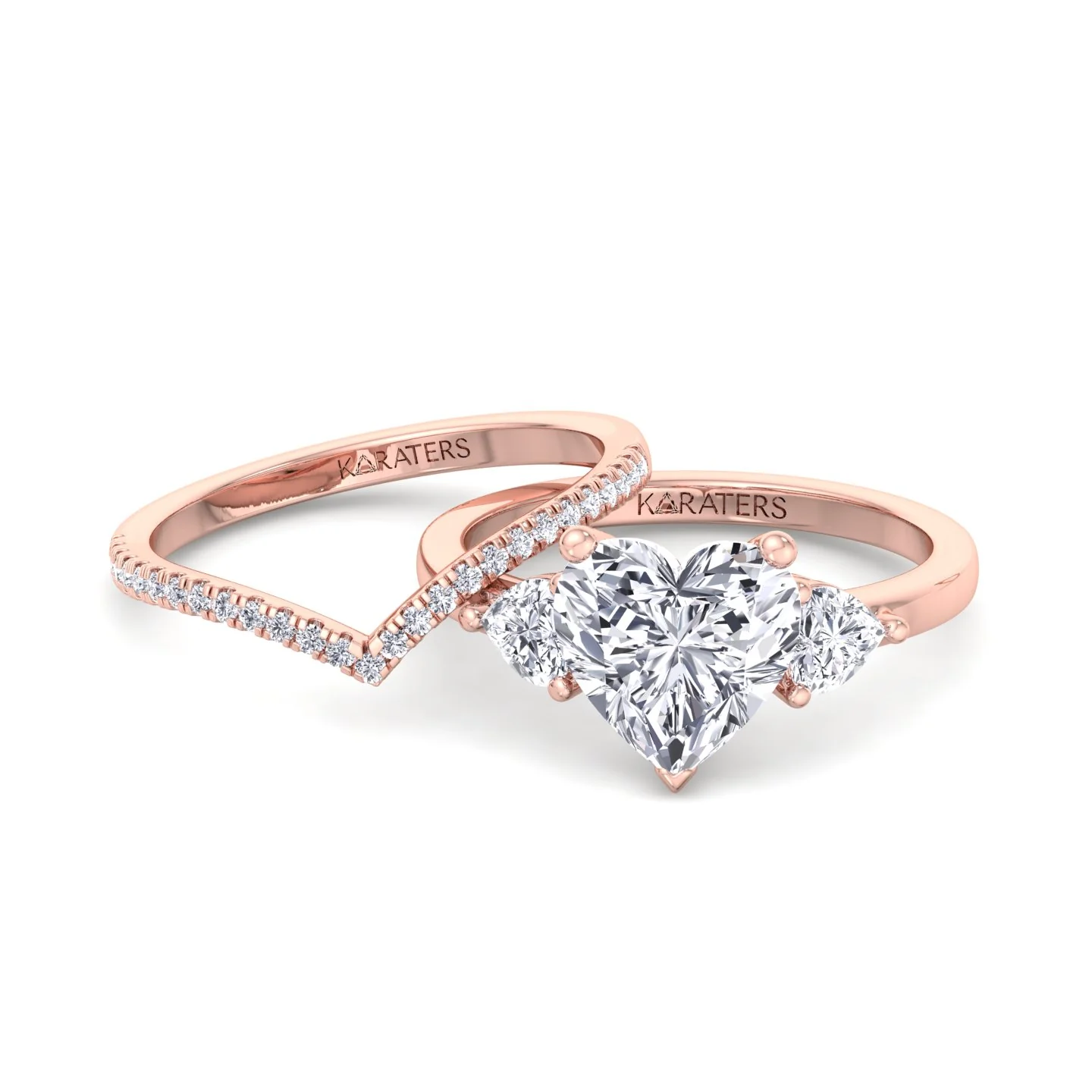 4.8CT Total Weight Heart Shape Lab Grown Diamond Wedding Set - Image 10