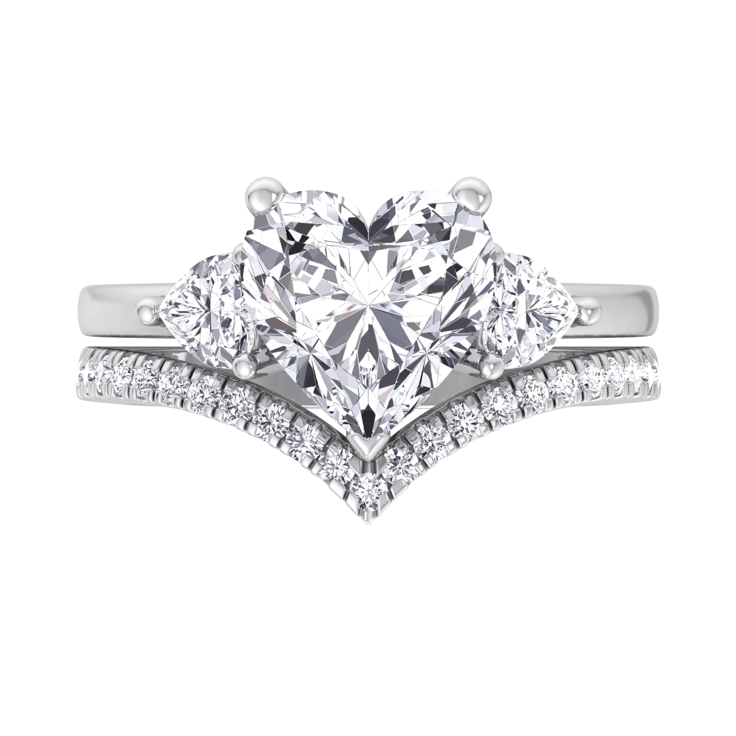 4.8CT Total Weight Heart Shape Lab Grown Diamond Wedding Set - Image 3