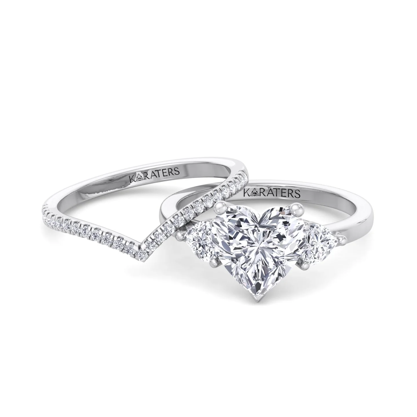 4.8CT Total Weight Heart Shape Lab Grown Diamond Wedding Set - Image 4