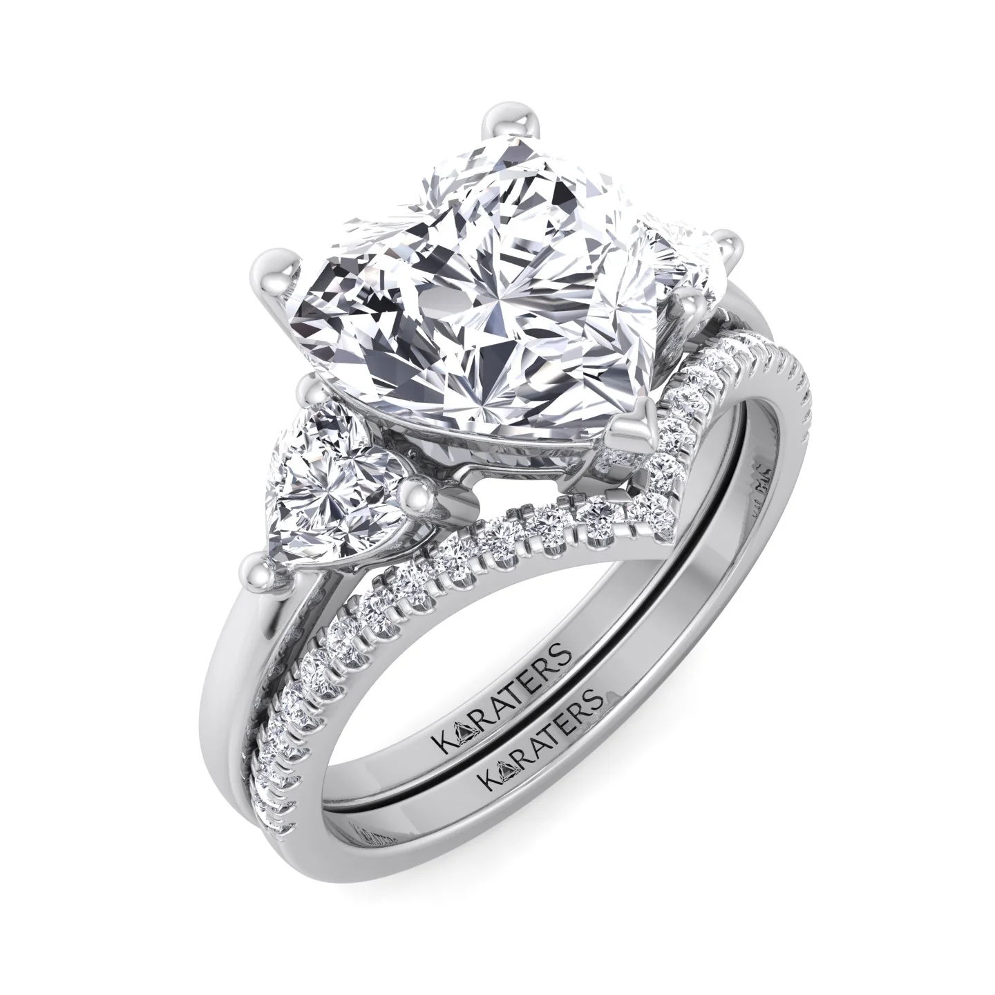 4.8CT Total Weight Heart Shape Lab Grown Diamond Wedding Set - Image 5