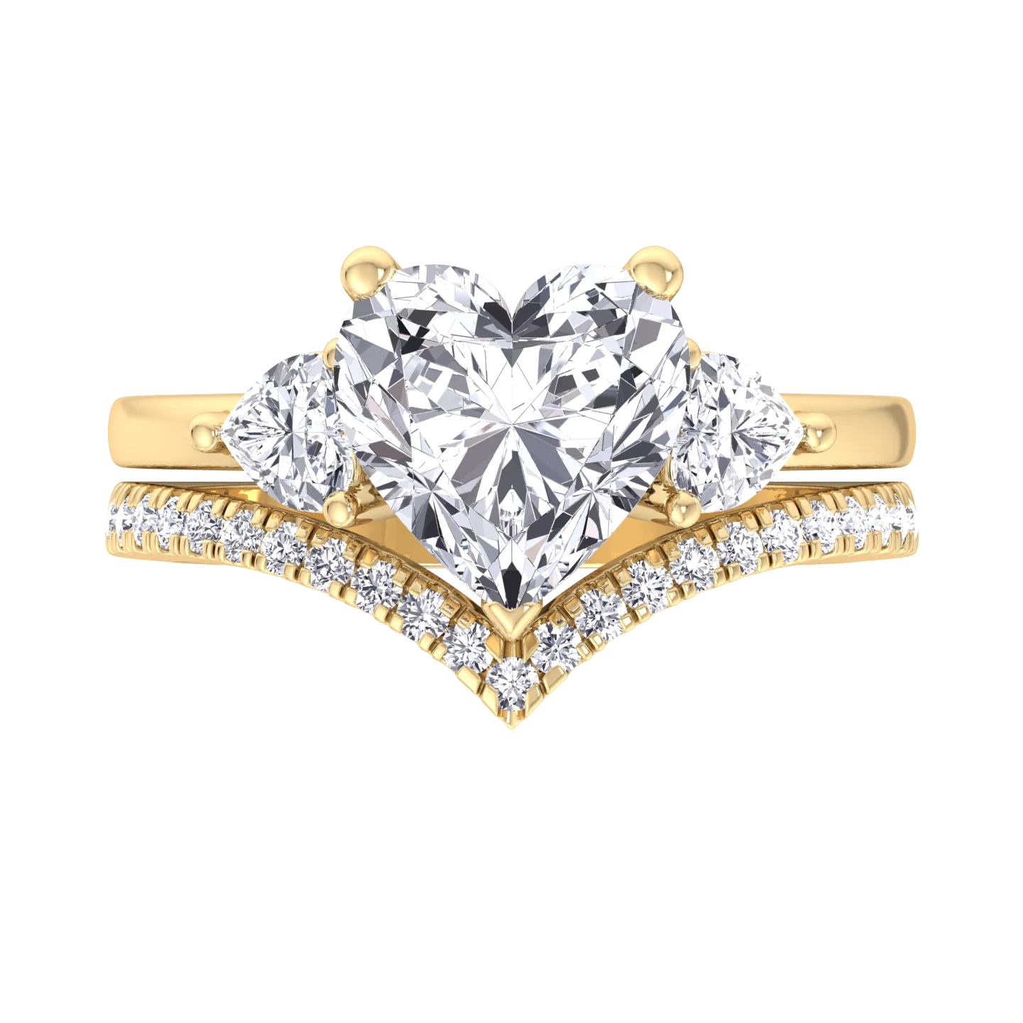 4.8CT Total Weight Heart Shape Lab Grown Diamond Wedding Set - Image 6