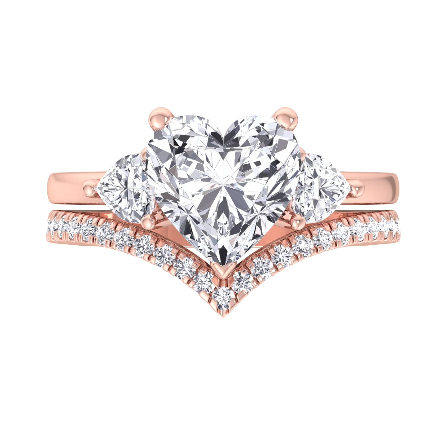 4.8CT Total Weight Heart Shape Lab Grown Diamond Wedding Set - Image 9