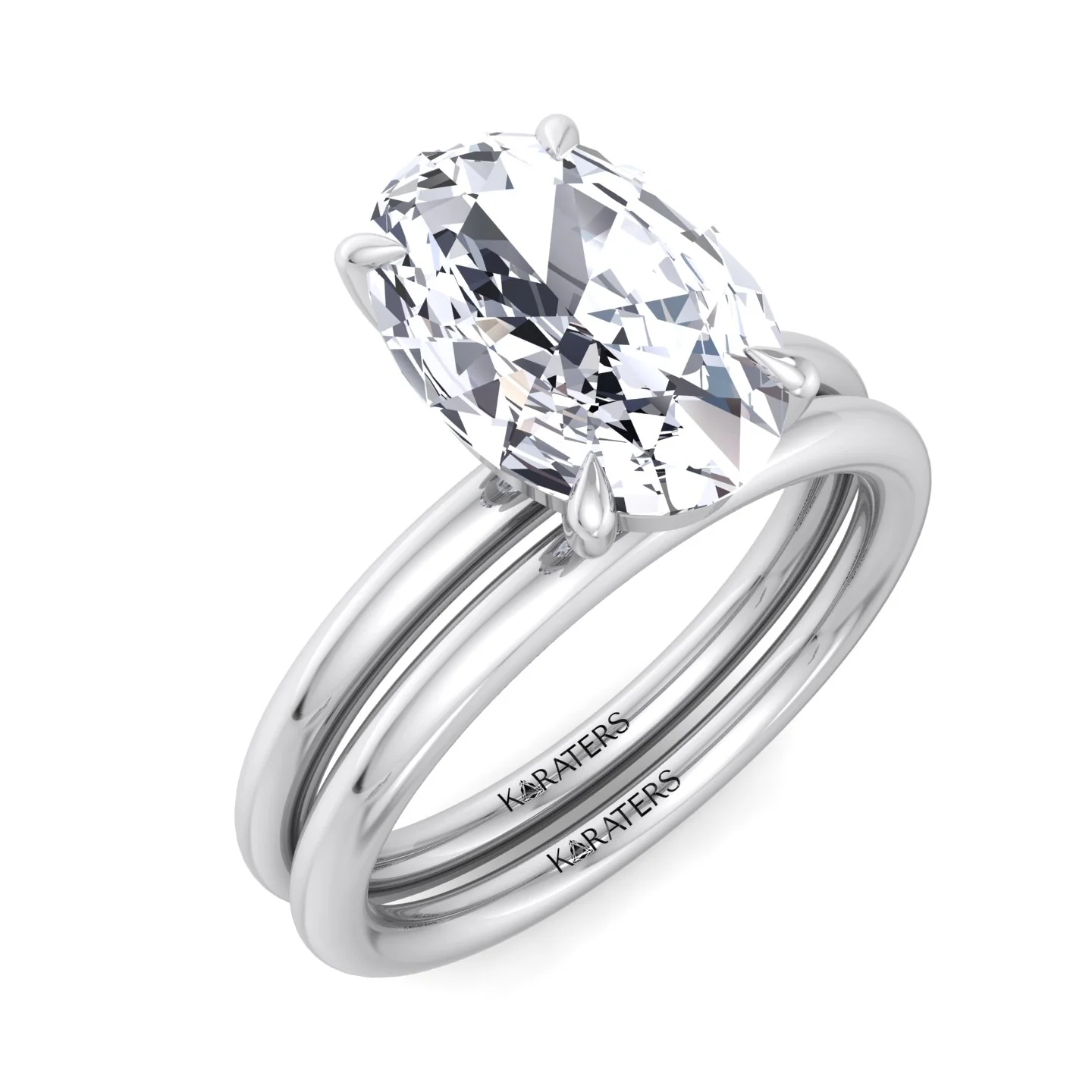 4CT Total Weight Oval Shape Lab Grown Diamond Wedding Set - Image 3