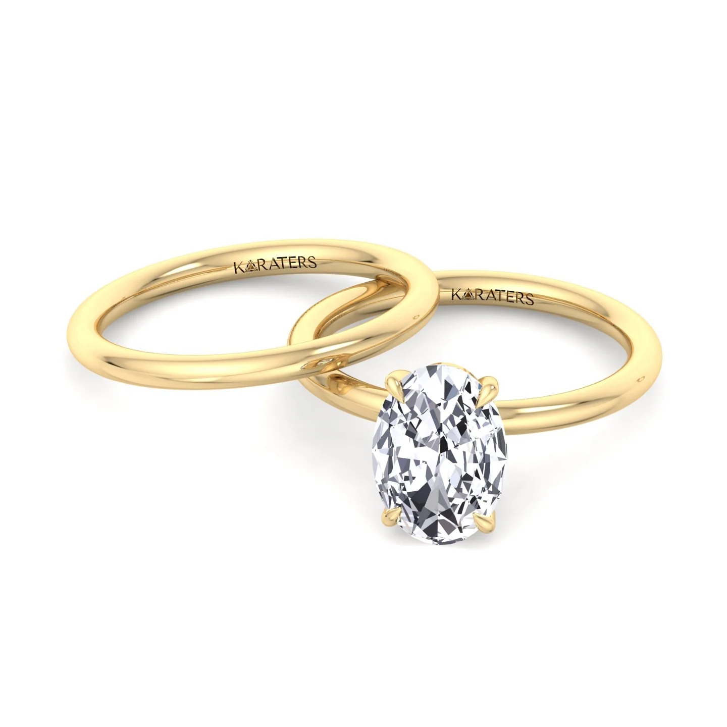 4CT Total Weight Oval Shape Lab Grown Diamond Wedding Set - Image 4