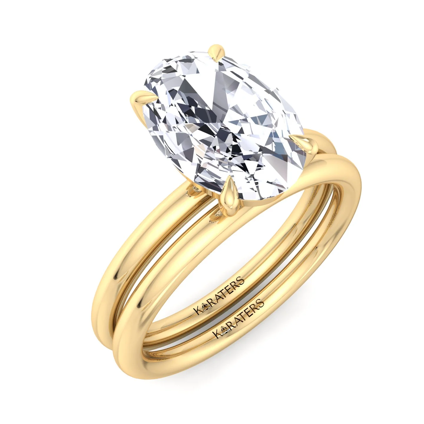 4CT Total Weight Oval Shape Lab Grown Diamond Wedding Set - Image 5