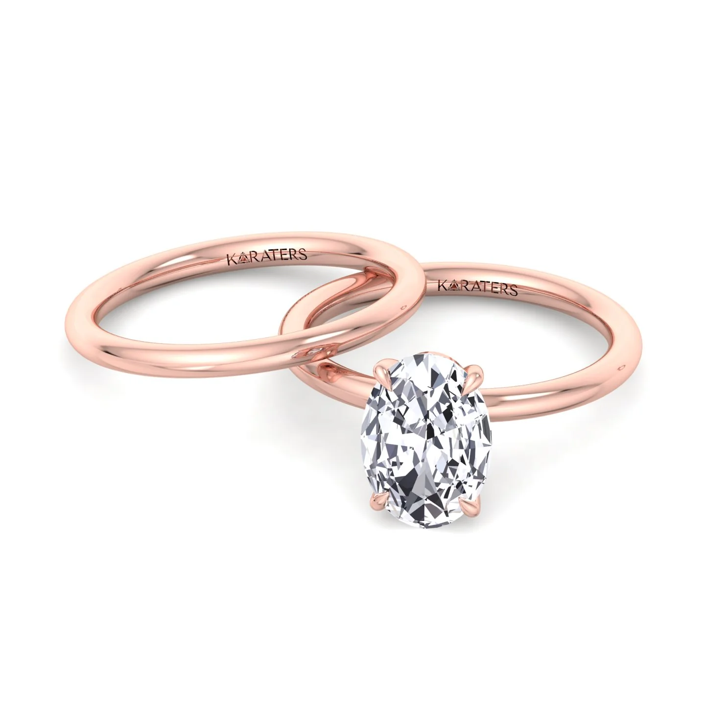 4CT Total Weight Oval Shape Lab Grown Diamond Wedding Set - Image 6