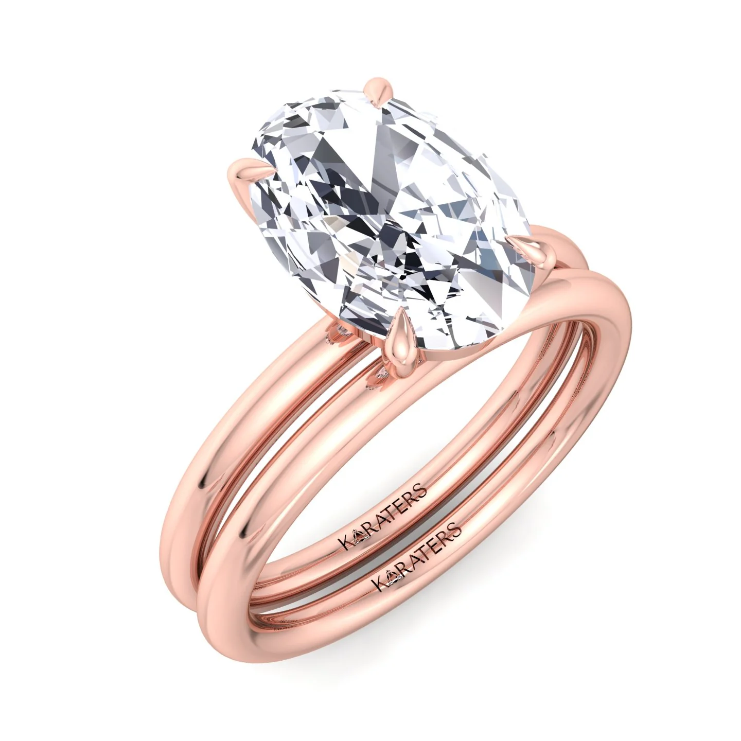 4CT Total Weight Oval Shape Lab Grown Diamond Wedding Set - Image 7