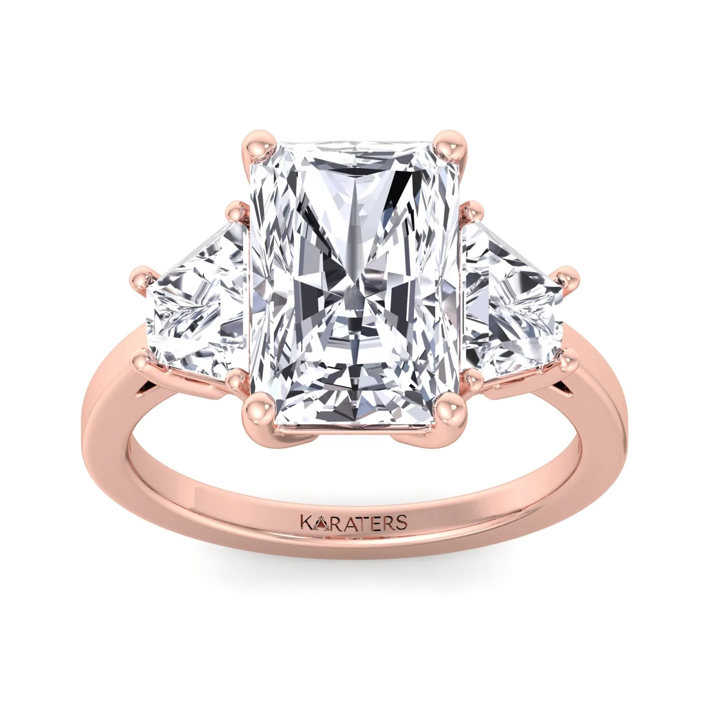 Radiant & Trapezoid Three Stone Lab-Diamond Engagement Ring - Image 11