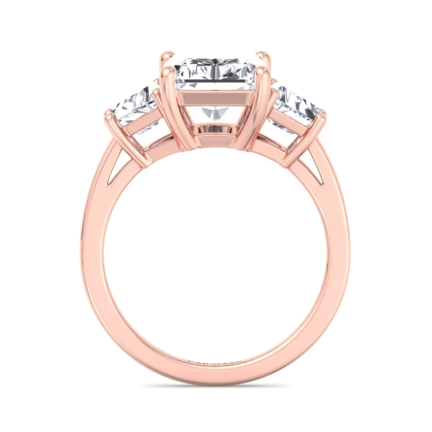 Radiant & Trapezoid Three Stone Lab-Diamond Engagement Ring - Image 13